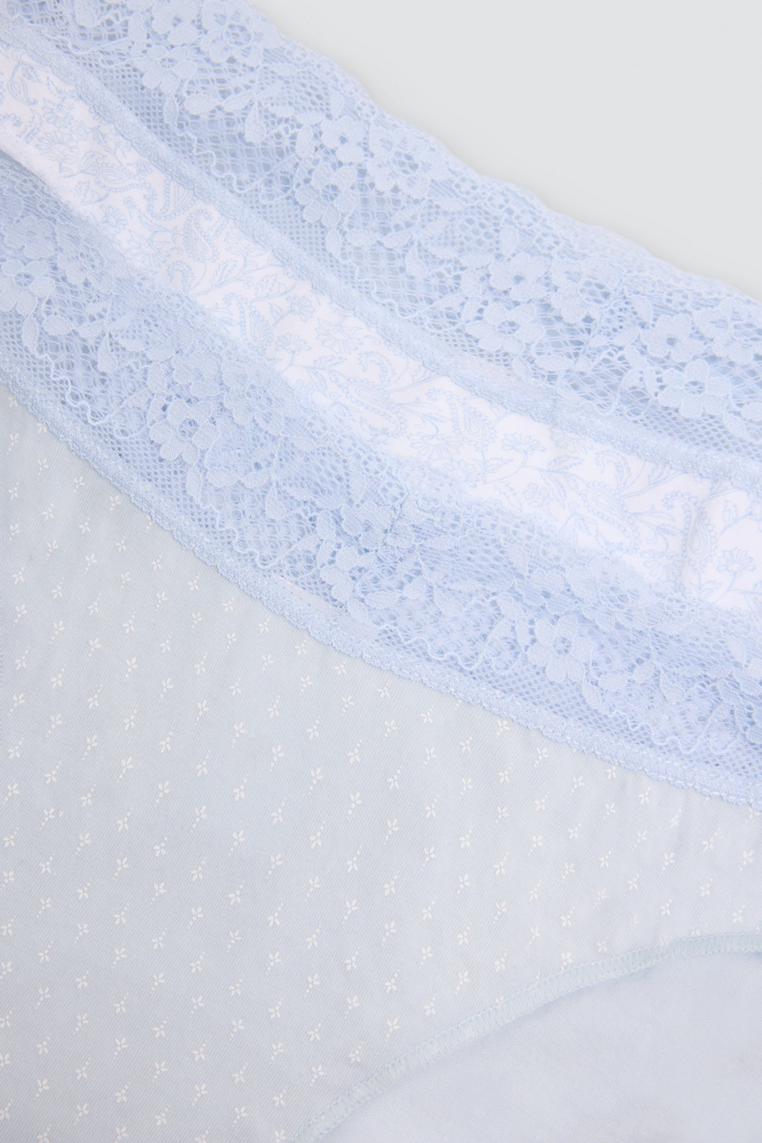 Pack de 2 culottes mini imprimées en coton à bordure dentelle, bleu