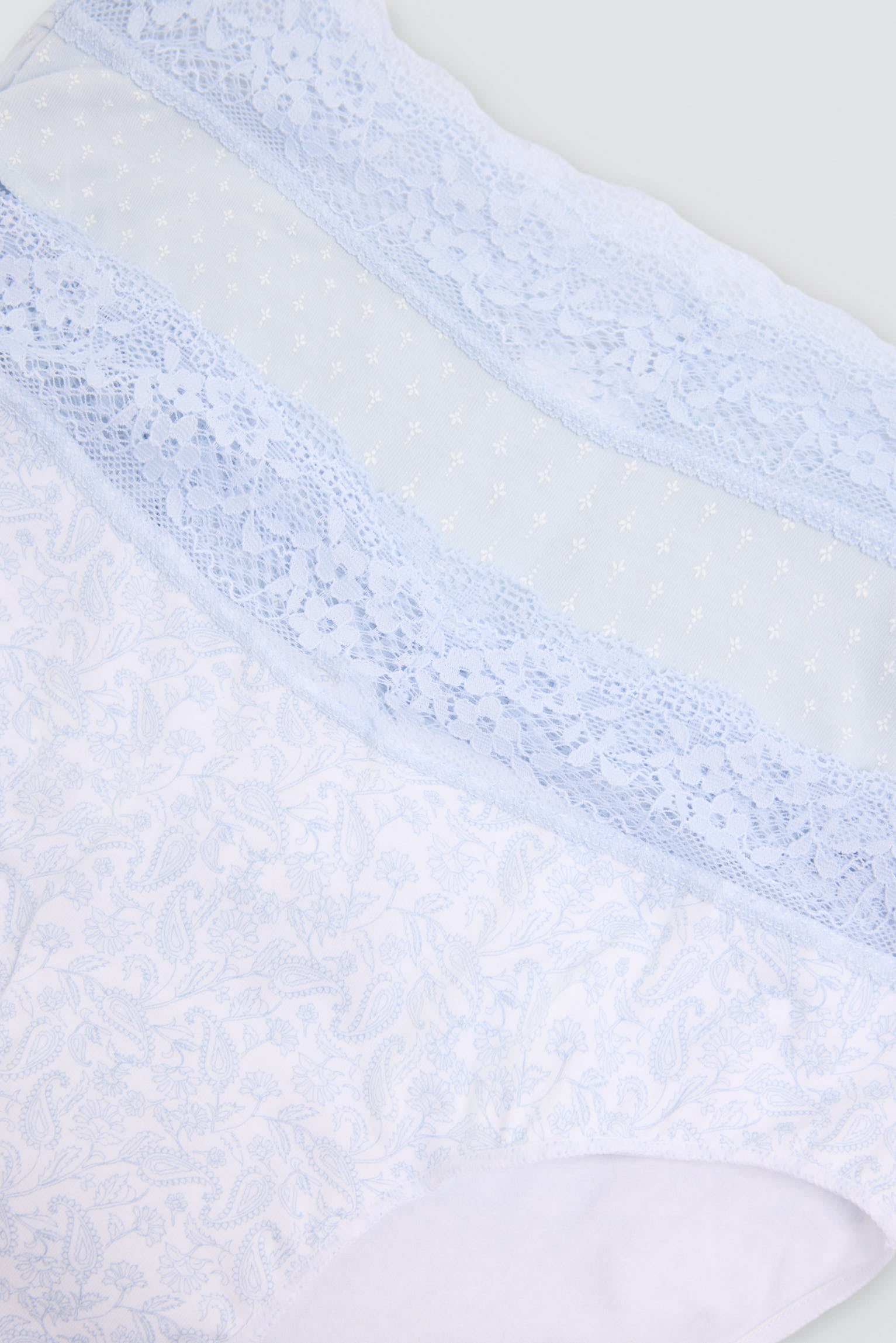 Pack de 2 culottes midi imprimées en coton à bordure dentelle, bleu