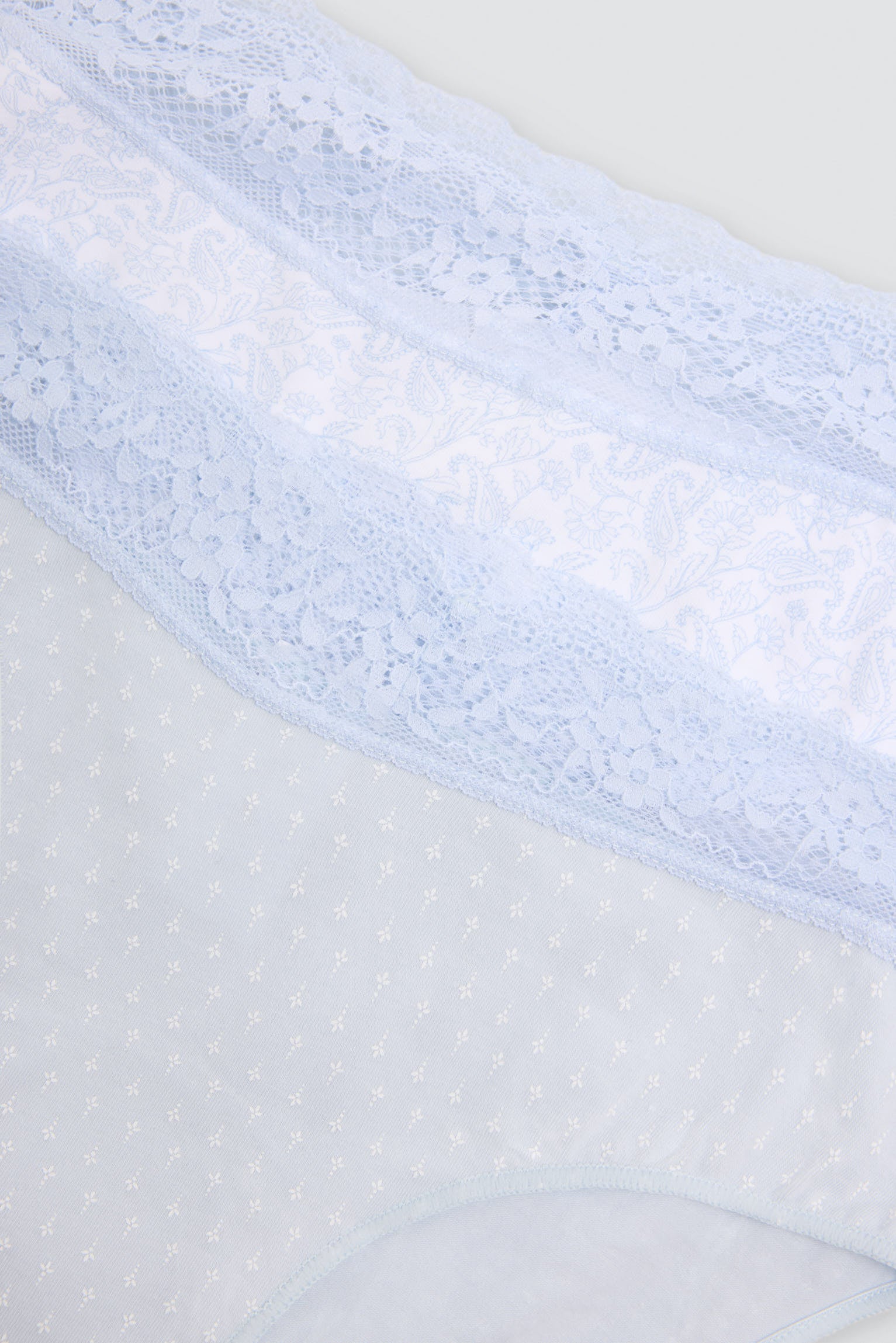 Pack de 2 culottes midi imprimées en coton à bordure dentelle, bleu