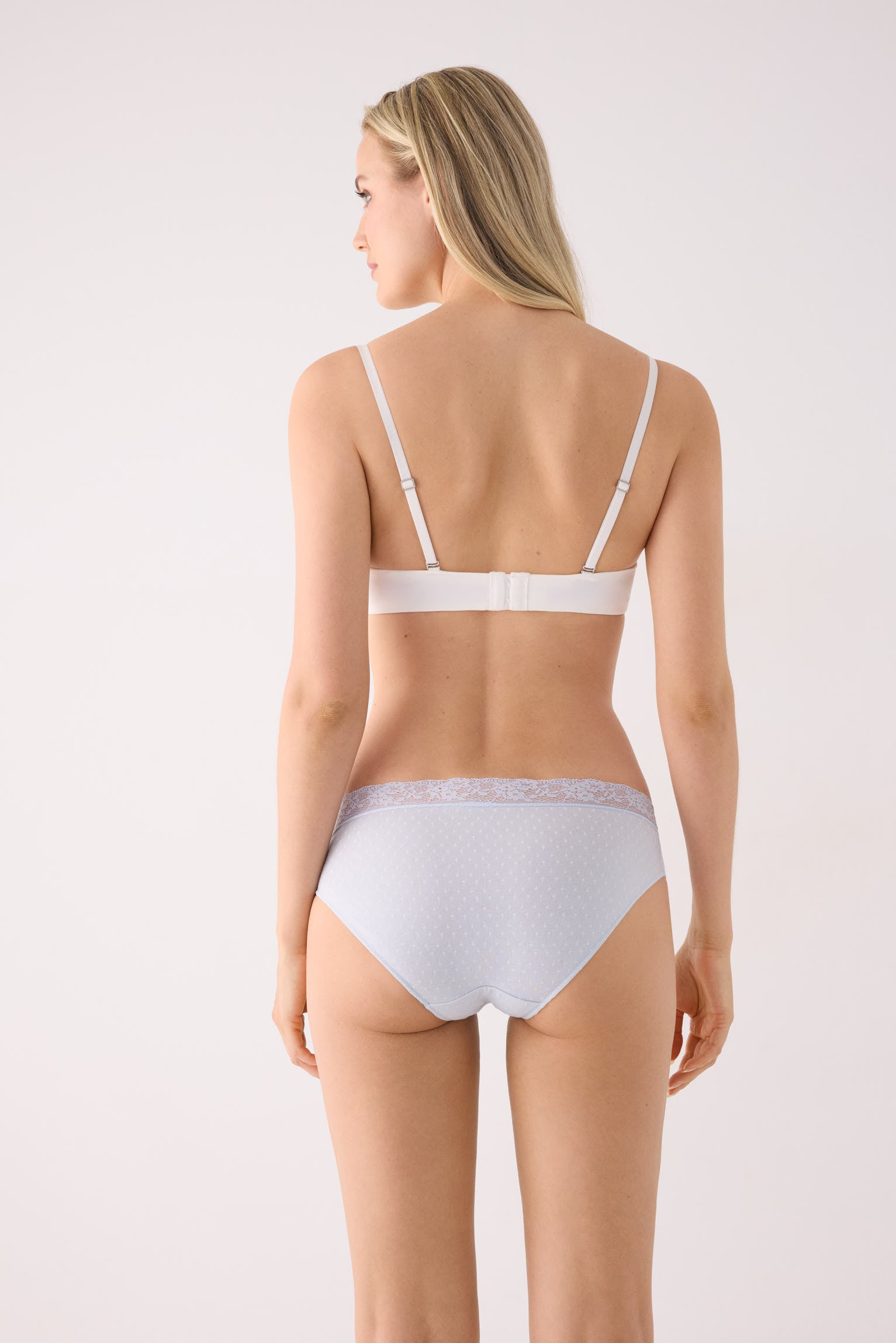 Pack de 2 culottes midi imprimées en coton à bordure dentelle, bleu