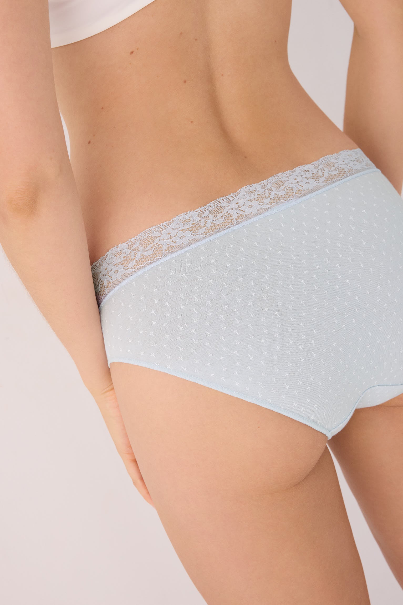 Pack de 2 culottes midi imprimées en coton à bordure dentelle, bleu