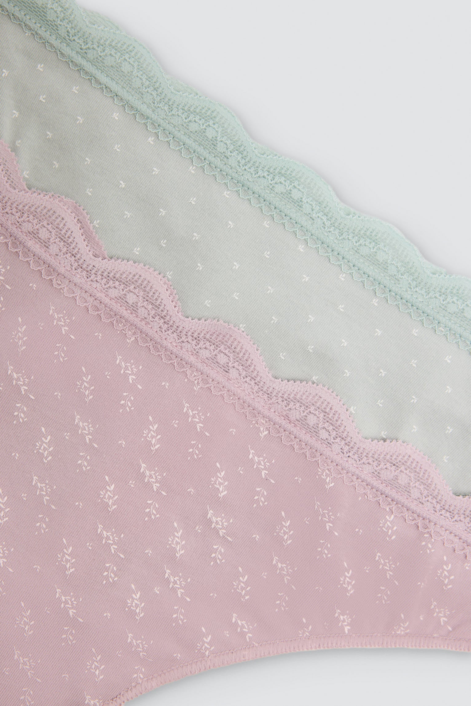 Pack de 2 strings imprimés en coton à bordure dentelle, multicolore