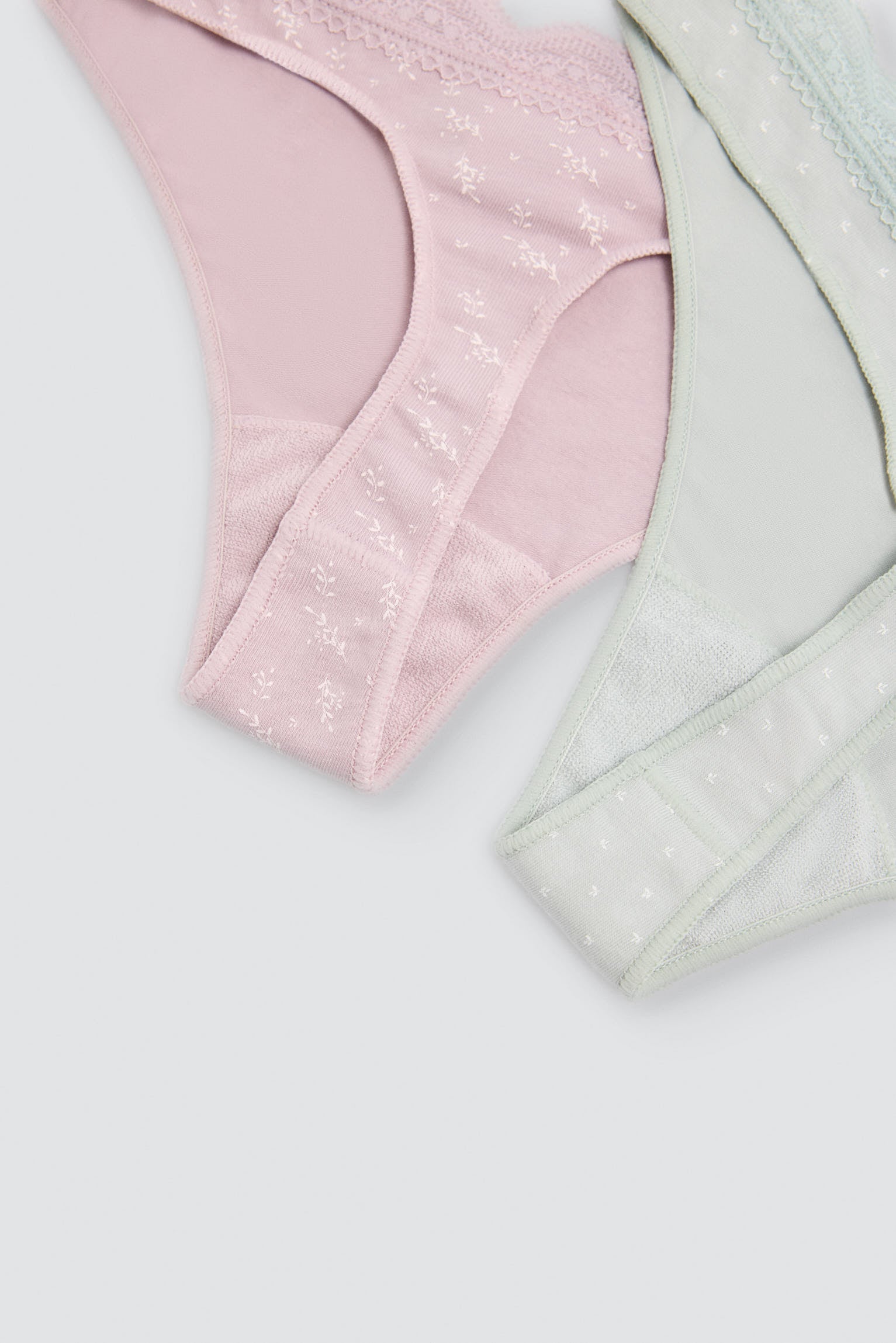 Pack de 2 strings imprimés en coton à bordure dentelle, multicolore
