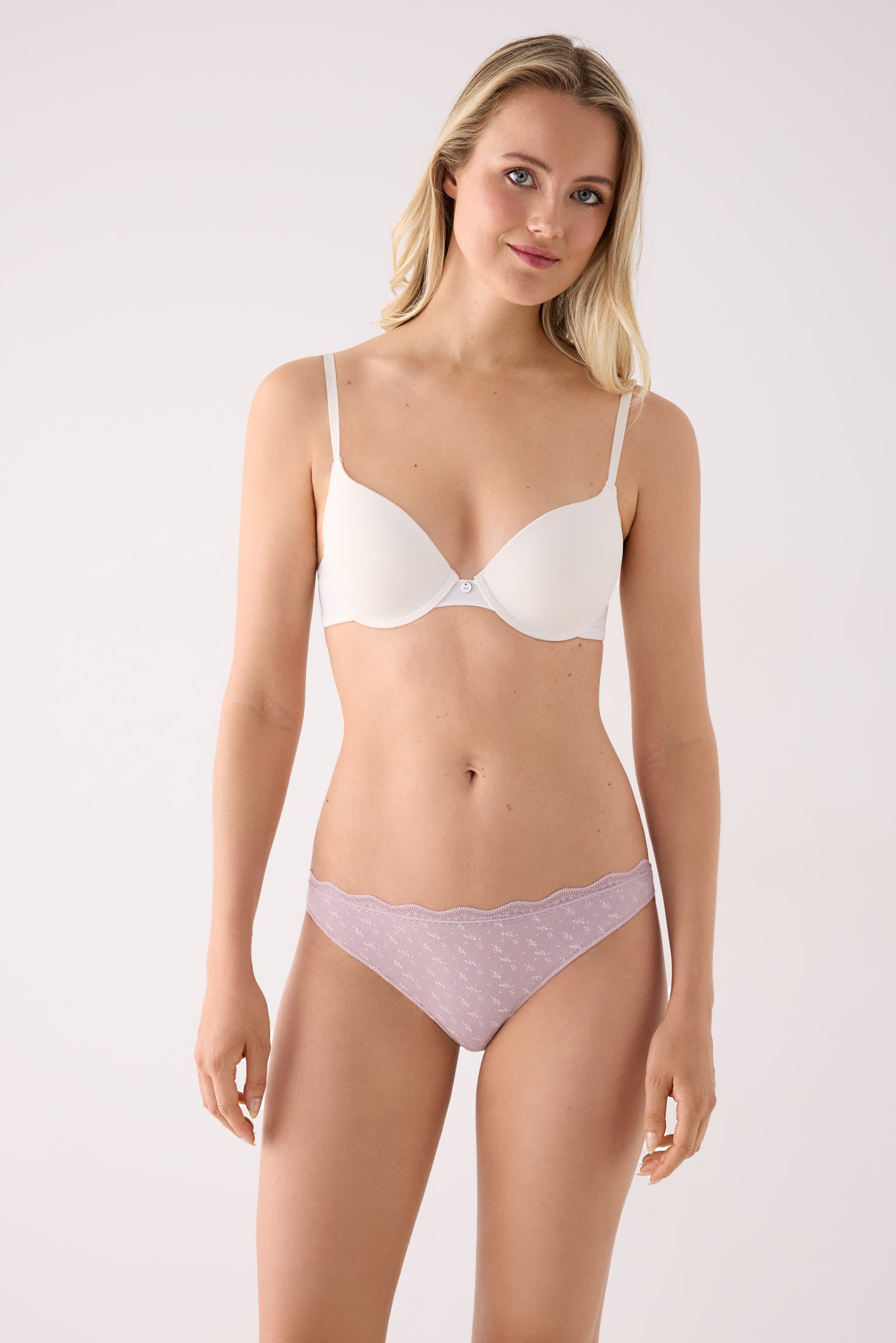 Pack de 2 strings imprimés en coton à bordure dentelle, multicolore
