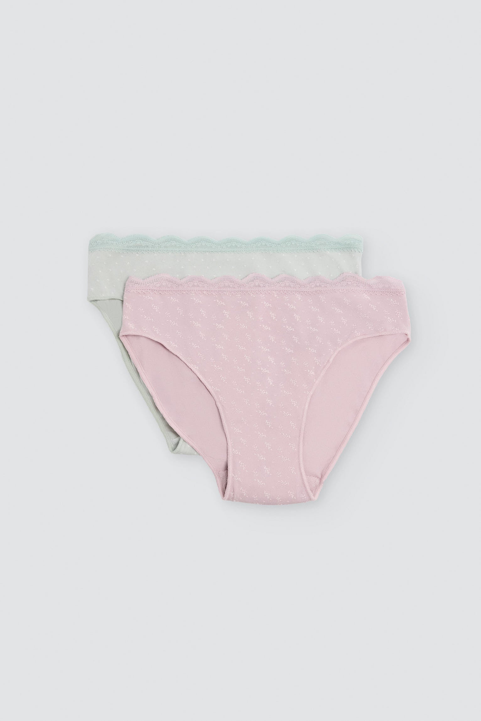 Pack de 2 culottes midi en coton à bordure dentelle, multicolore