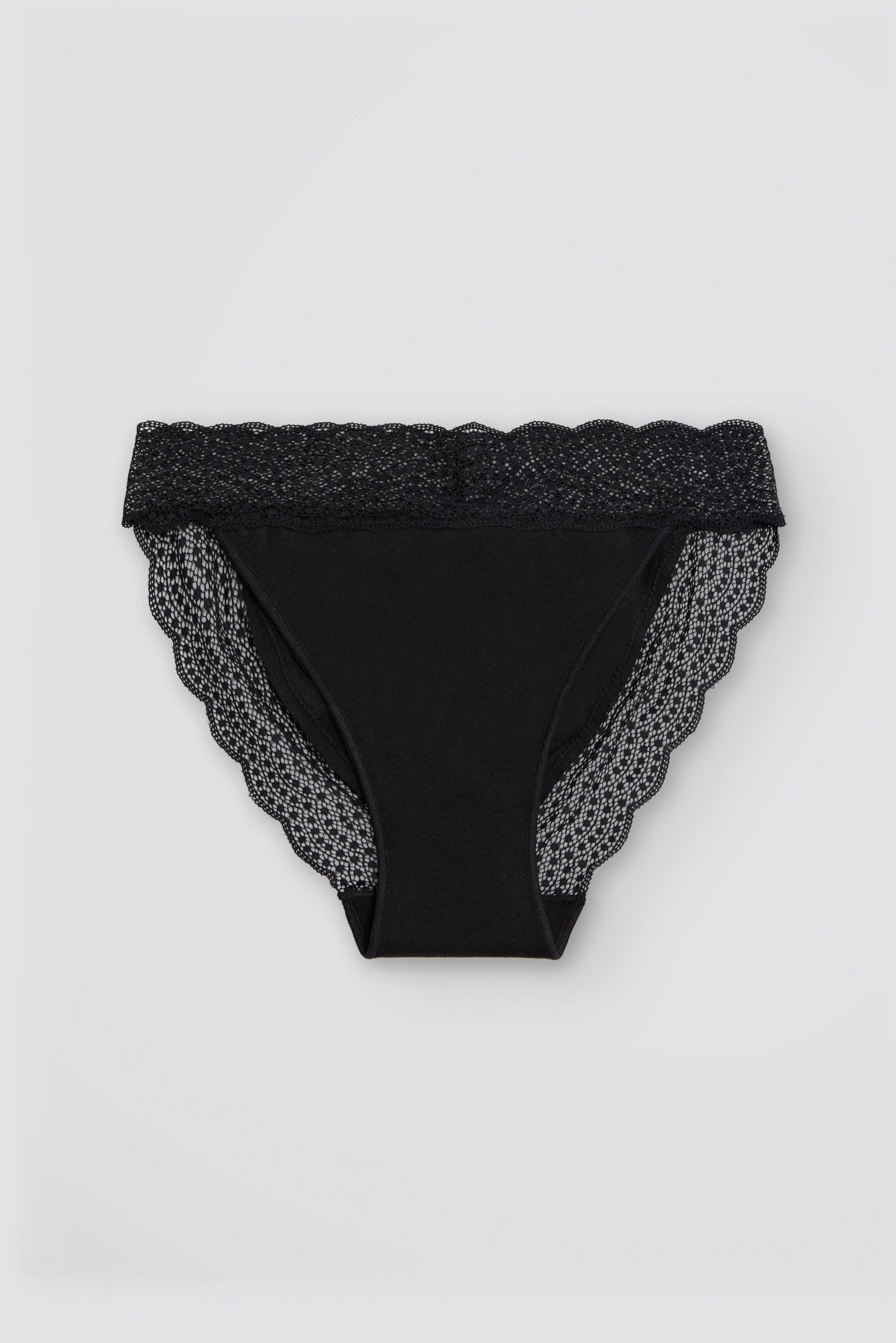 Culotte mini en coton à bordure dentelle noir