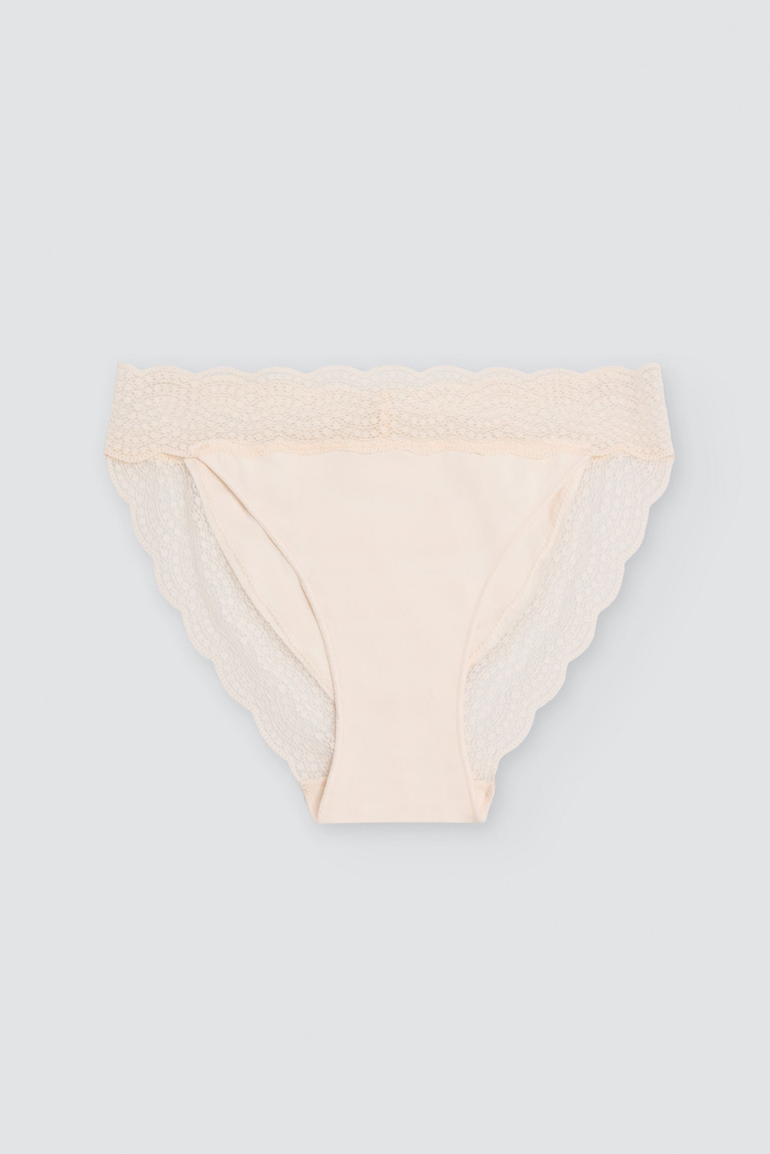 Culotte mini en coton à bordure dentelle ivoire