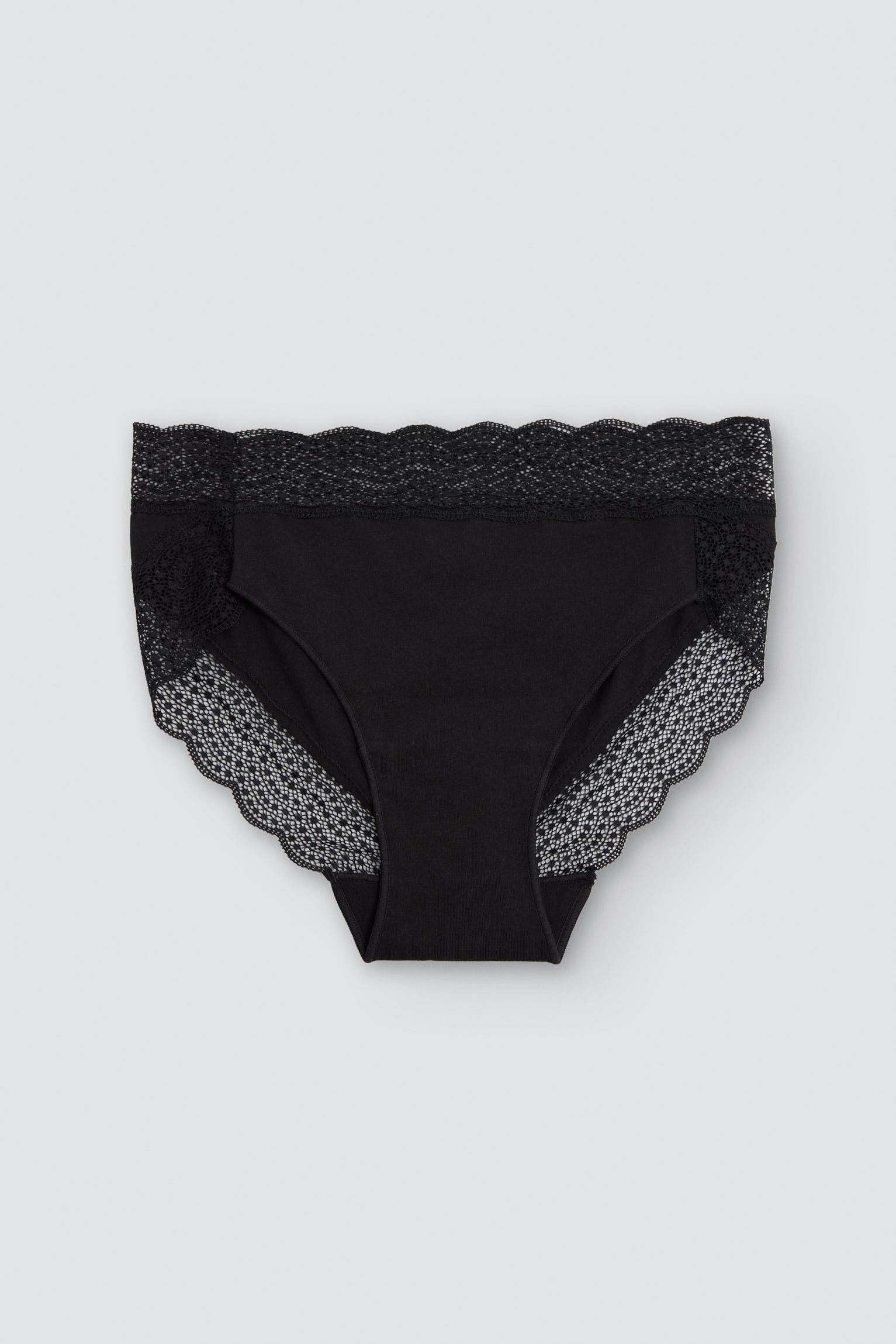 Culotte midi en coton à bordure dentelle noir