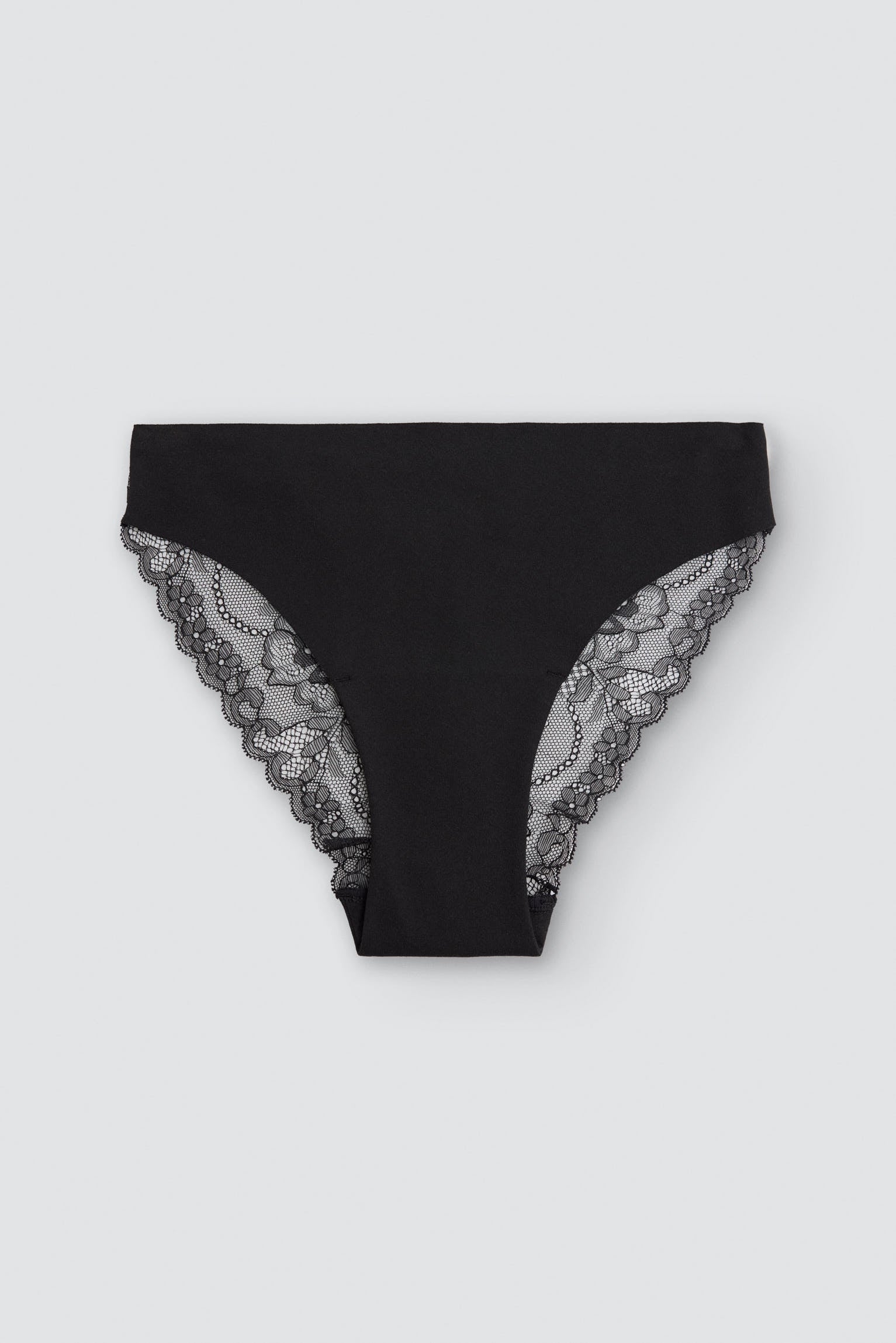 Culotte brésilienne coton découpé au laser avec dentelle noir