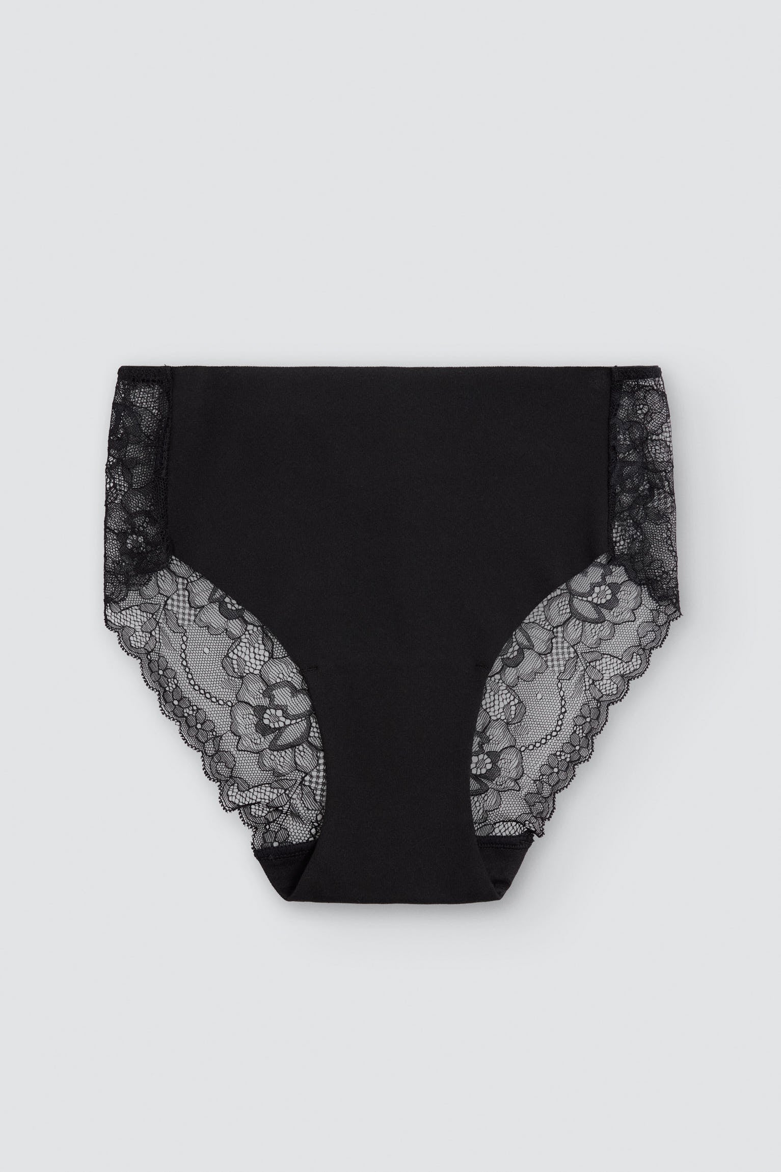 Culotte midi coton découpé au laser avec dentelle noir