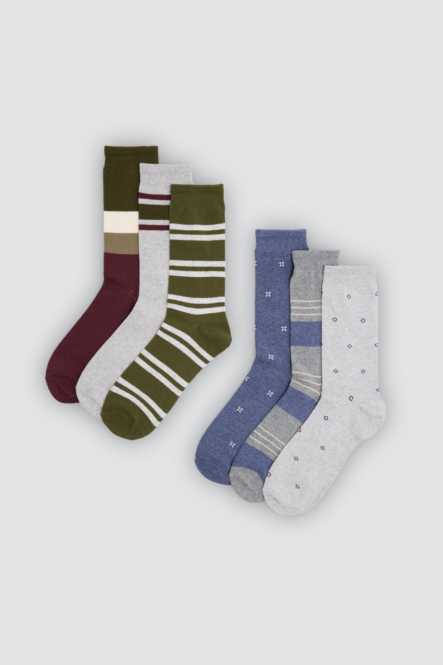 Lot de 6 chaussettes rayures et motifs géométriques