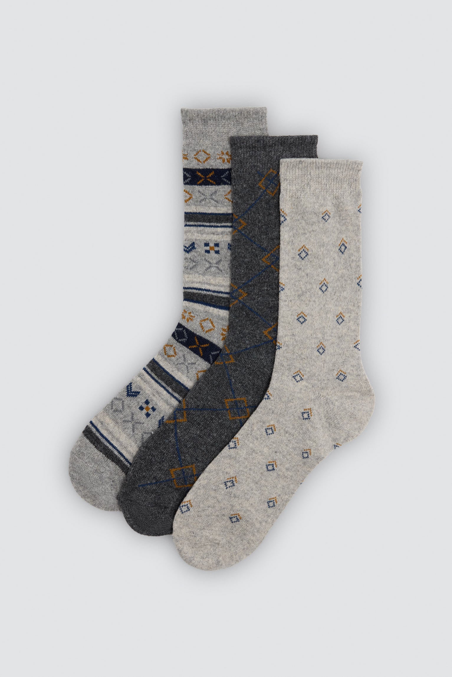 Lot de 4 chaussettes homme en laine imprimées variées