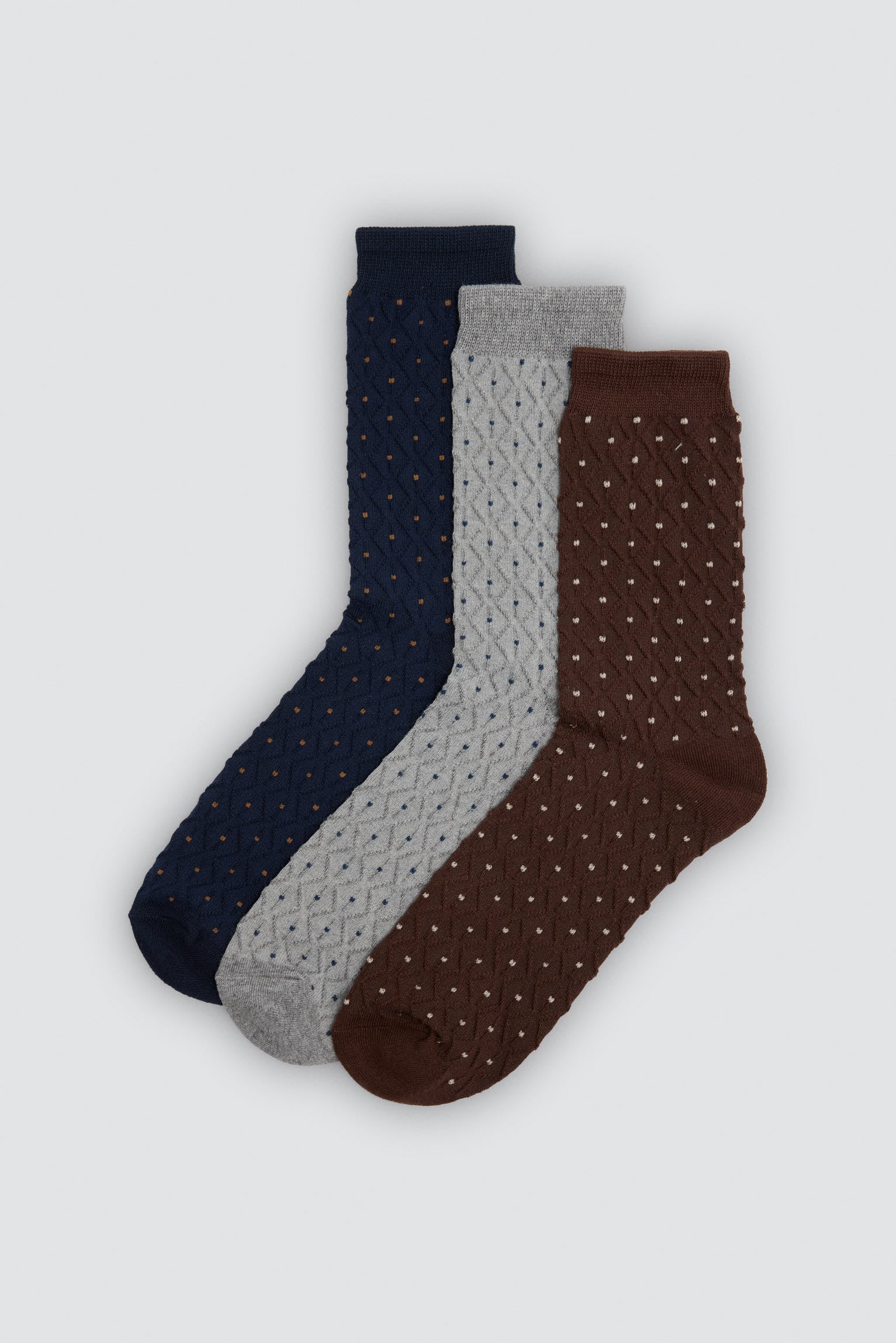 Lot de 3 chaussettes homme texturées à pois