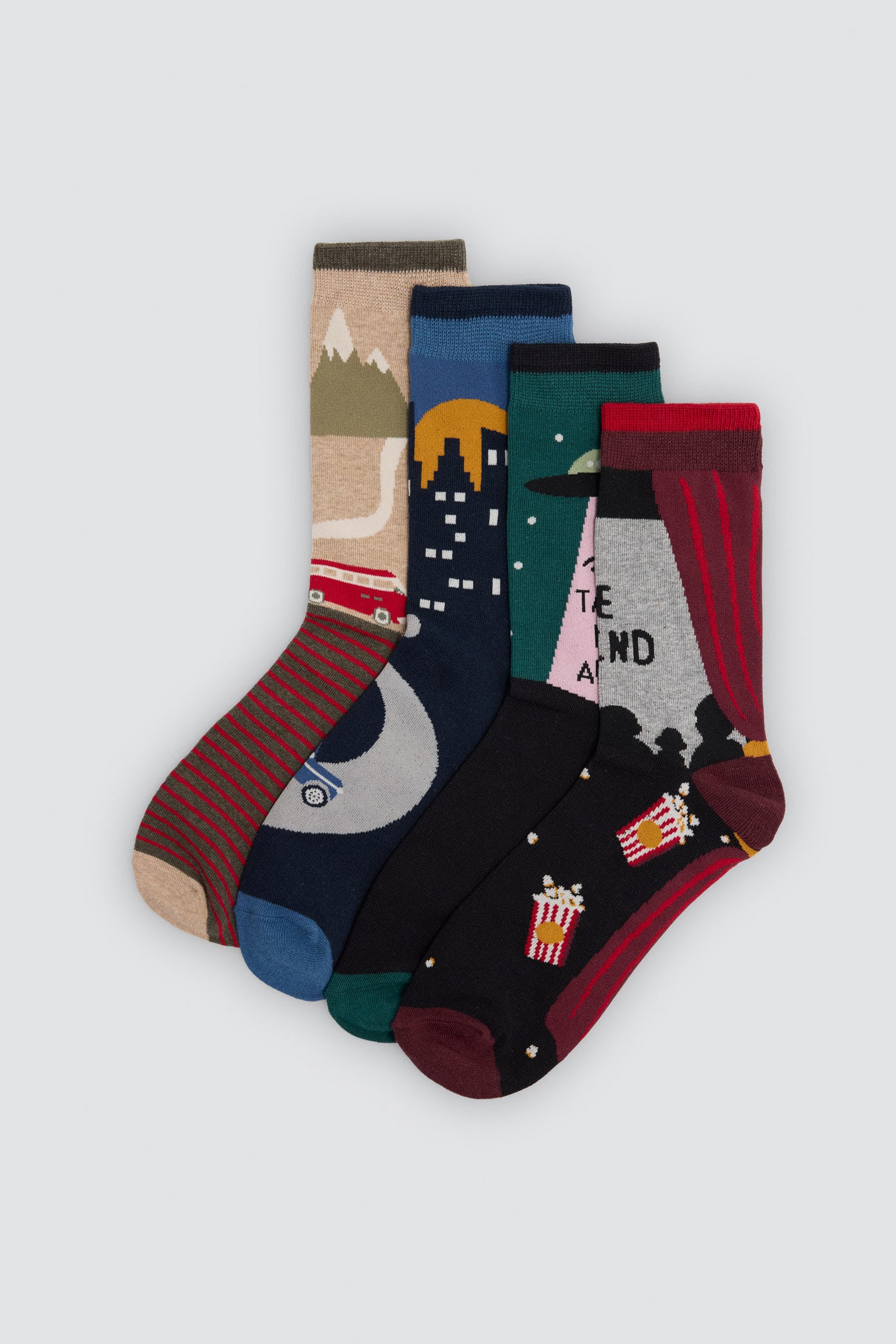 Lot de 4 chaussettes Sockarrats imprimé paysages colorés
