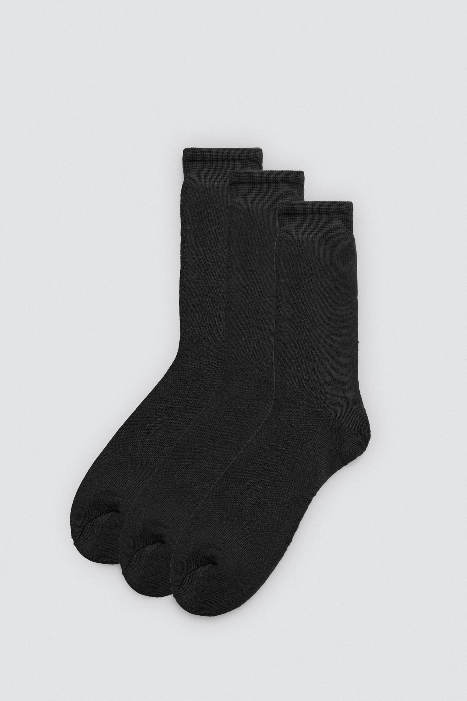 Lot de 3 chaussettes hautes thermiques avec poignets anti-pression en noir
