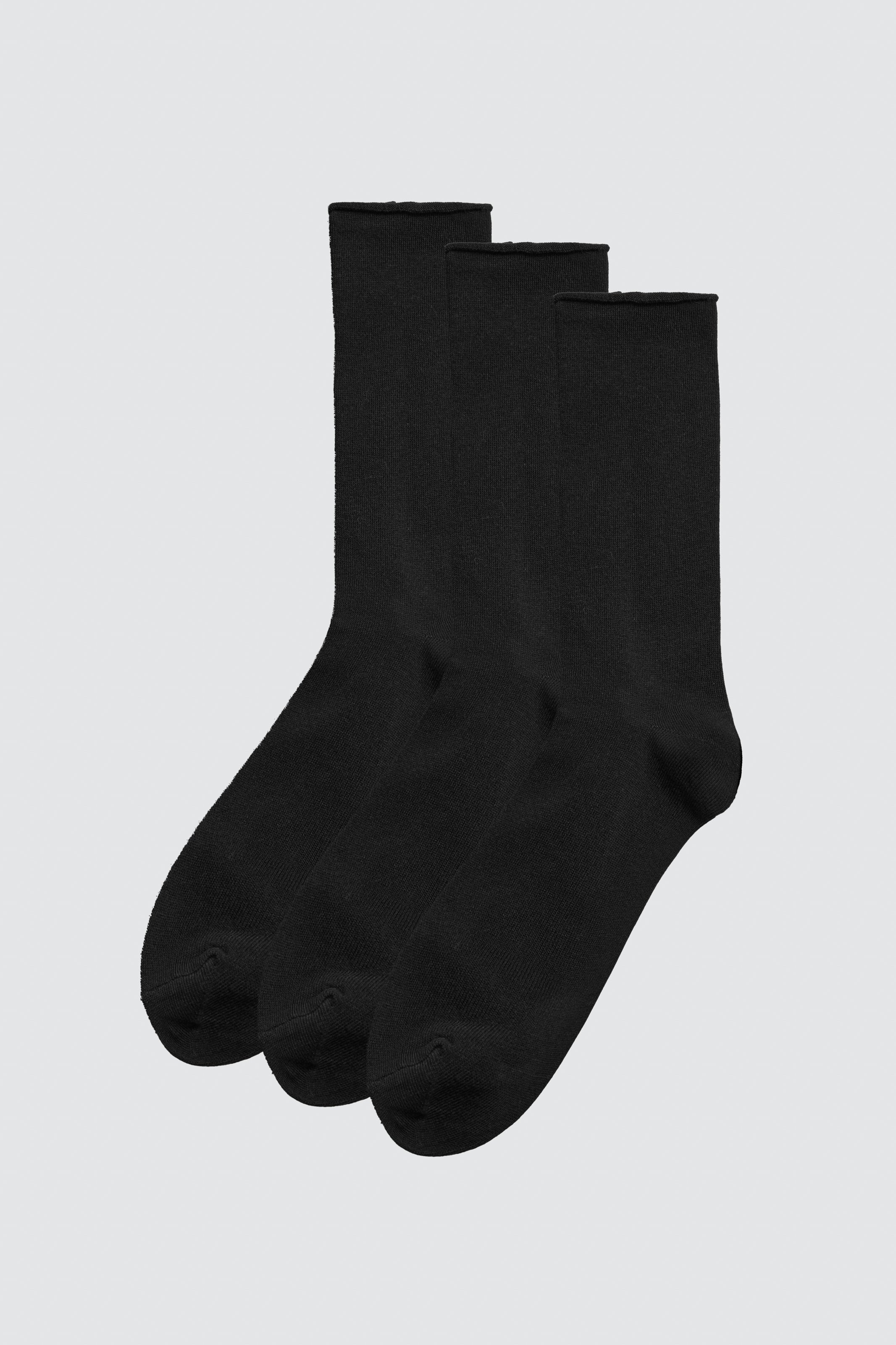 Lot de 3 chaussettes hautes noires en bambou sans revers