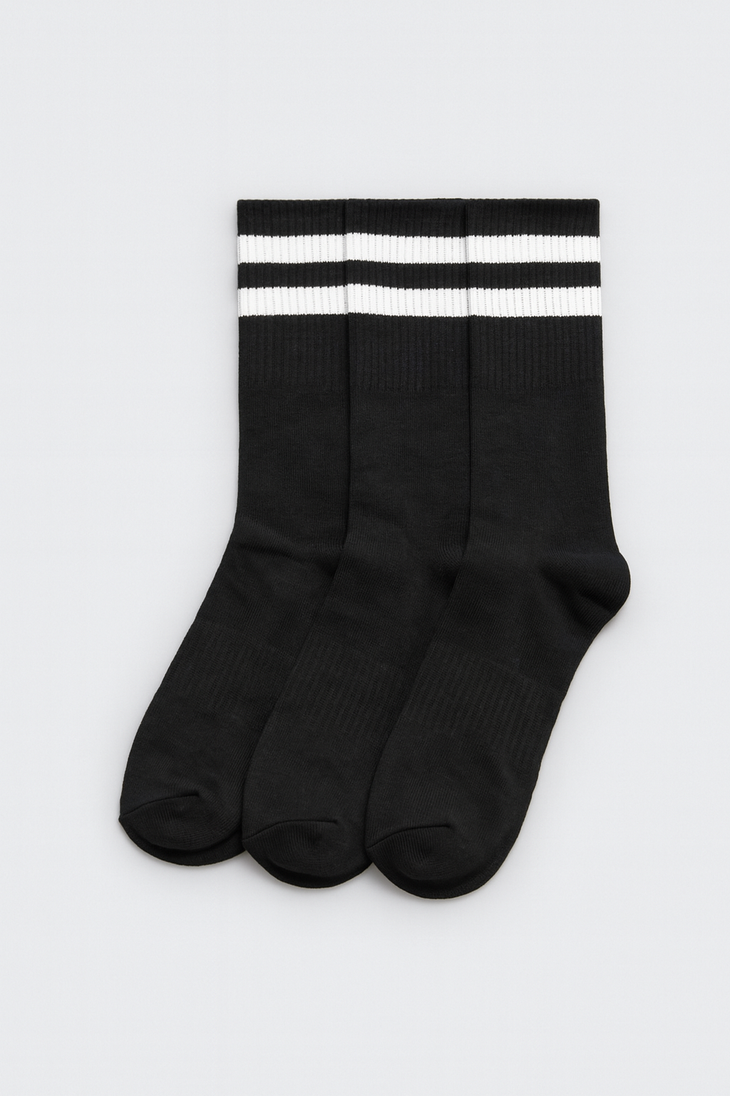 Lot de 3 chaussettes de sport à revers rayés noirs