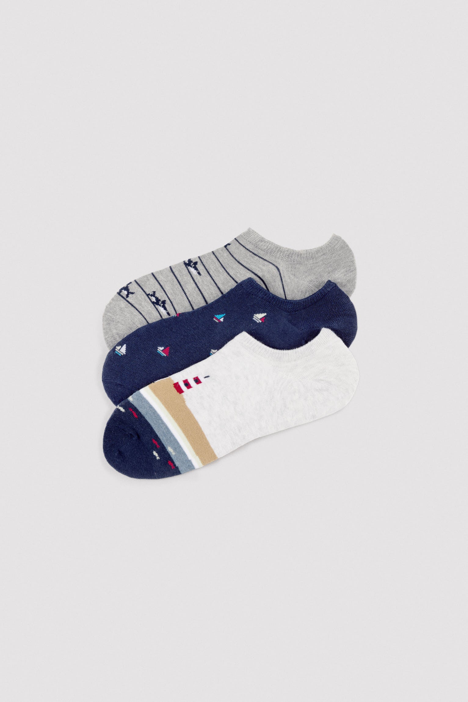 Pack 3 pinkies hombre estampado barcos