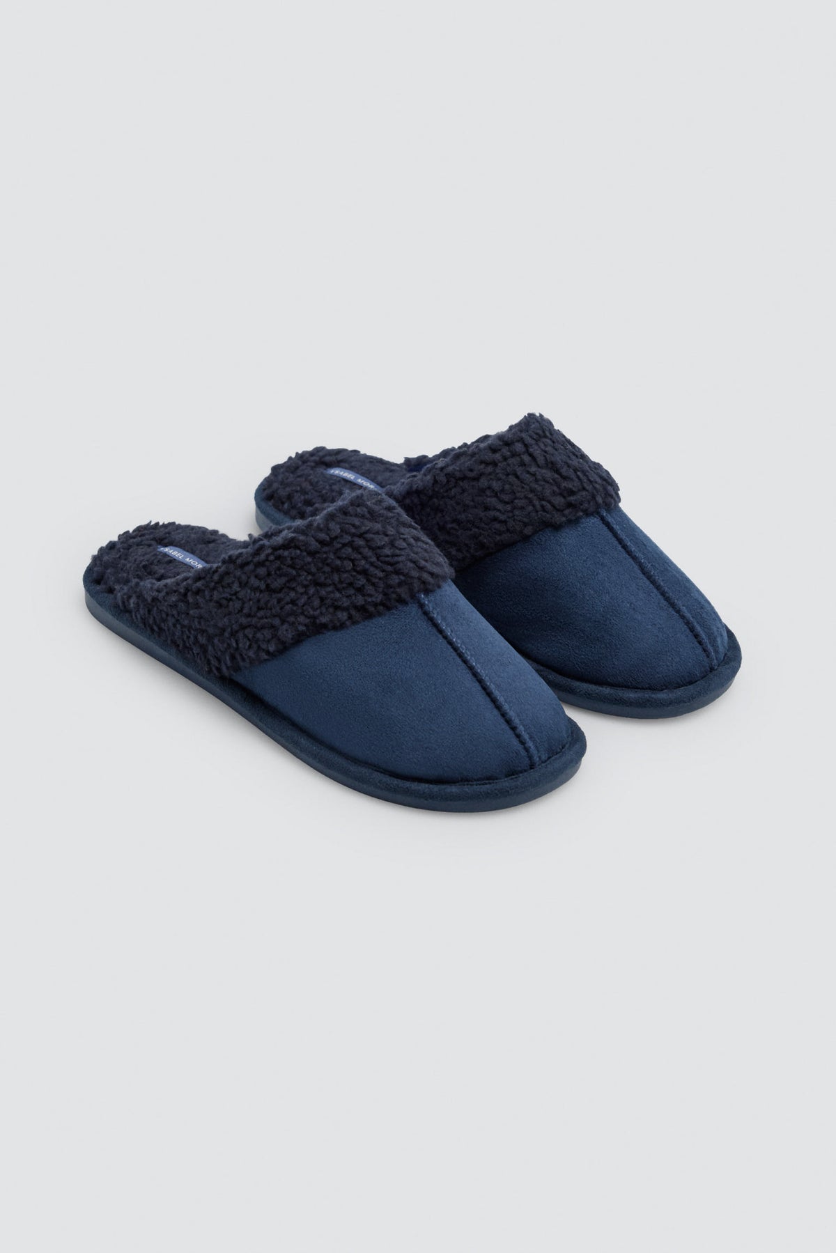 Zapatillas de casa destalonadas con borreguito marino
