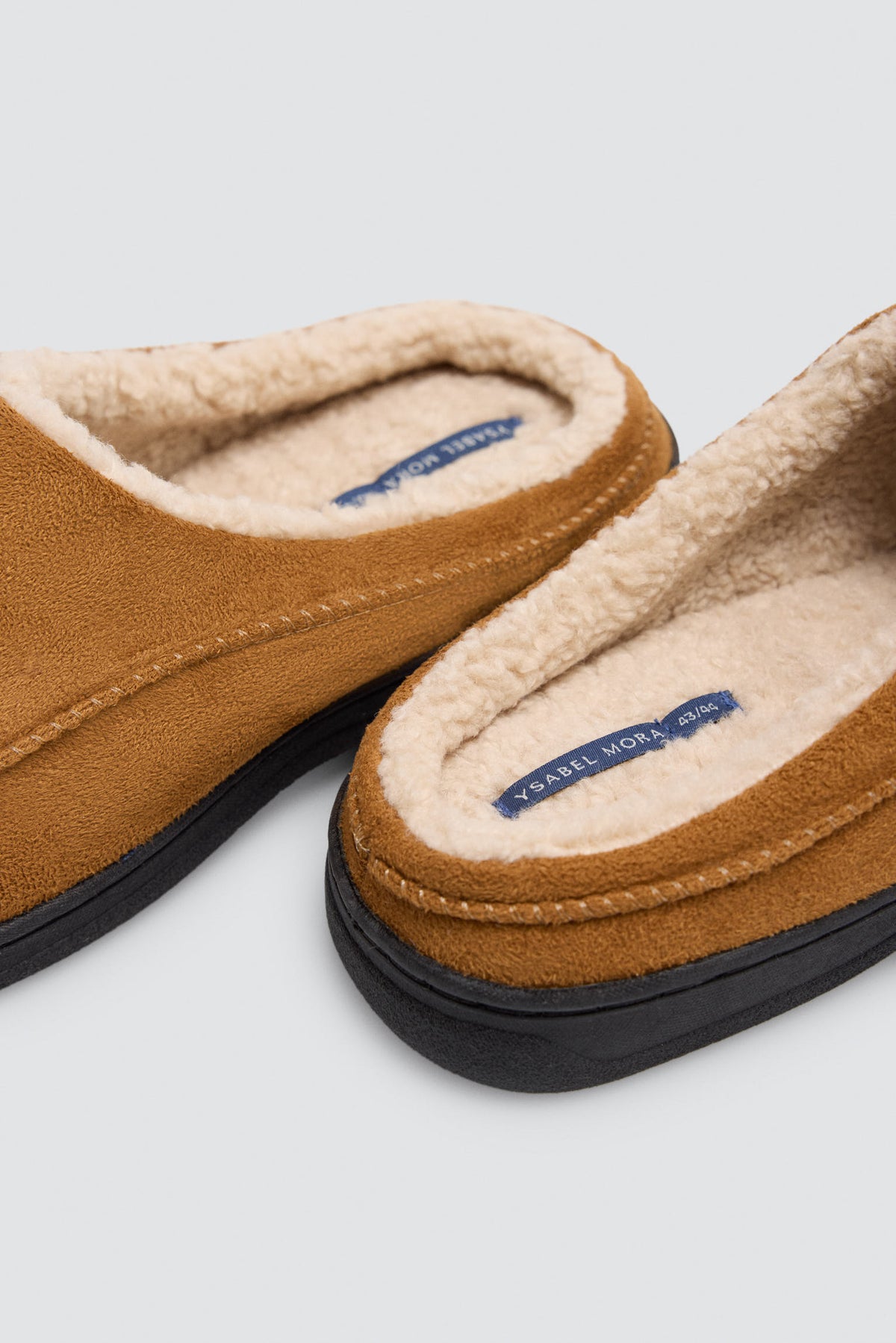 Chaussons homme camel effet daim avec intérieur fourrure