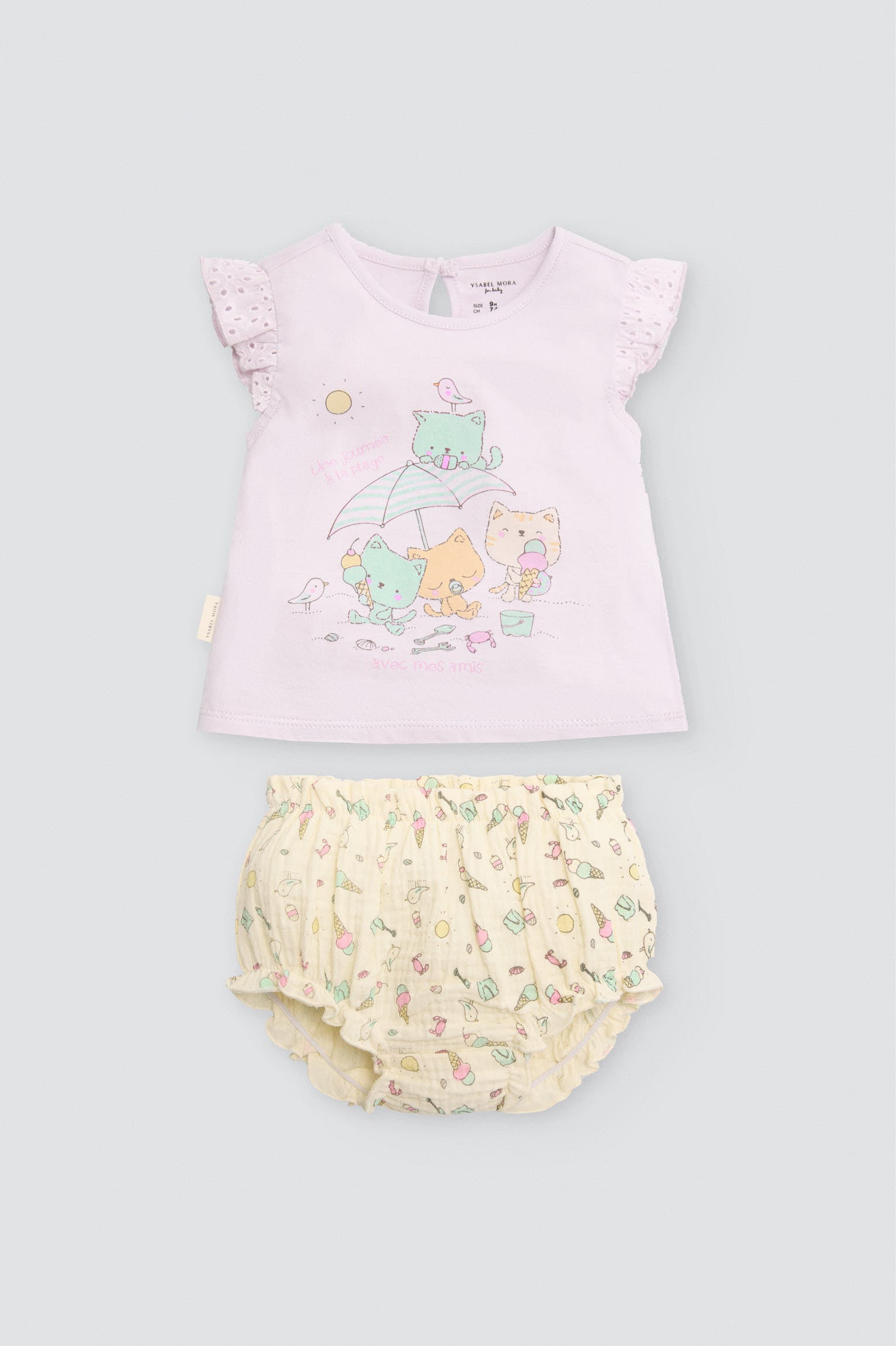 Conjunto bebé sin mangas estampado verano - Ysabel Mora