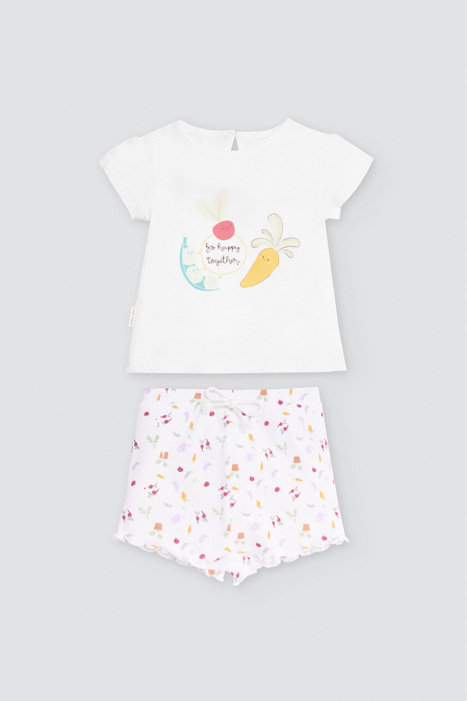 Conjunto bebé manga corta estampado verduras - Ysabel Mora