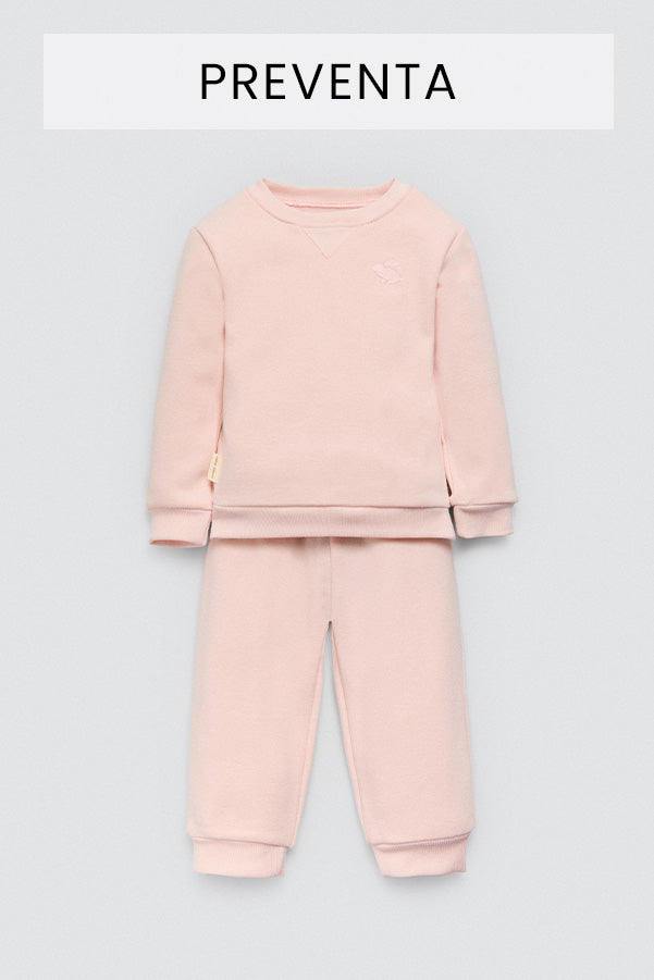 PRÉVENTE Ensemble bébé basique : sweat-shirt rose et jogging