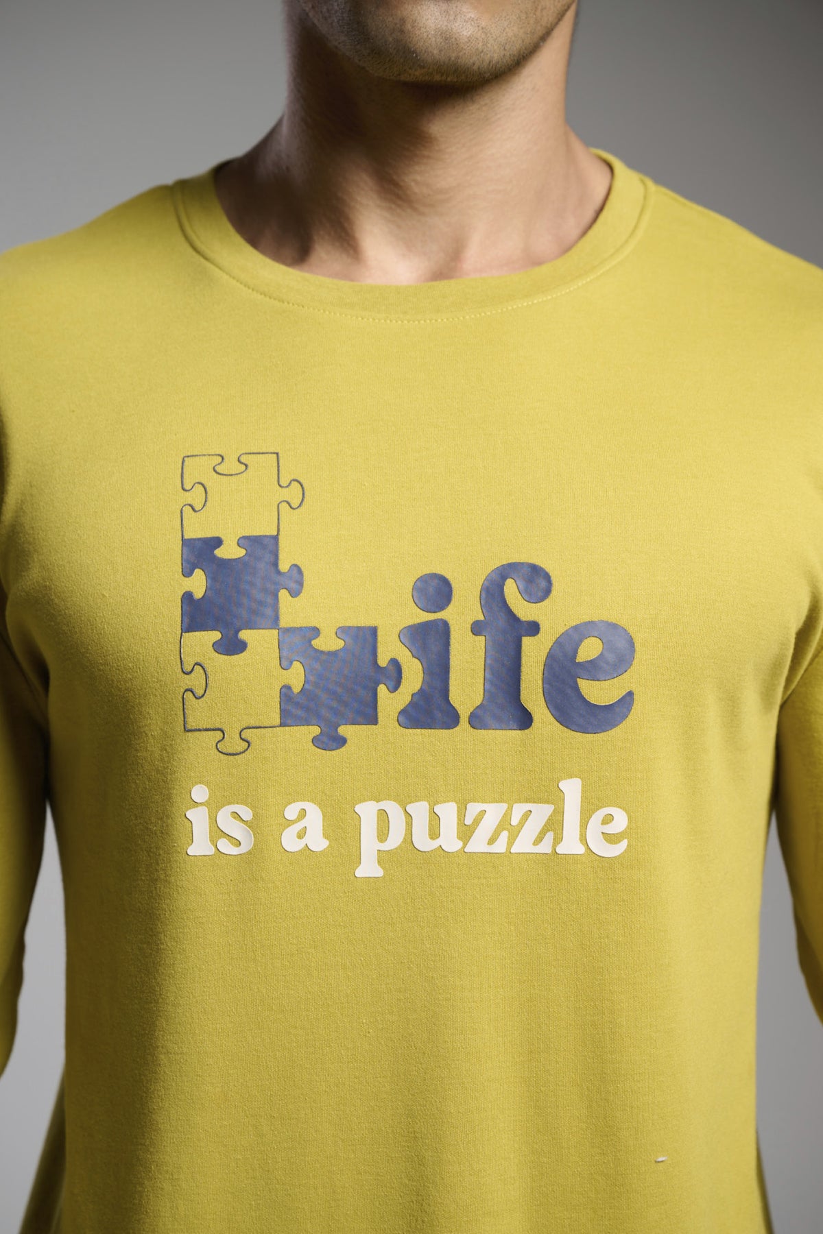 Pyjama long homme molletonné imprimé puzzle détail poche