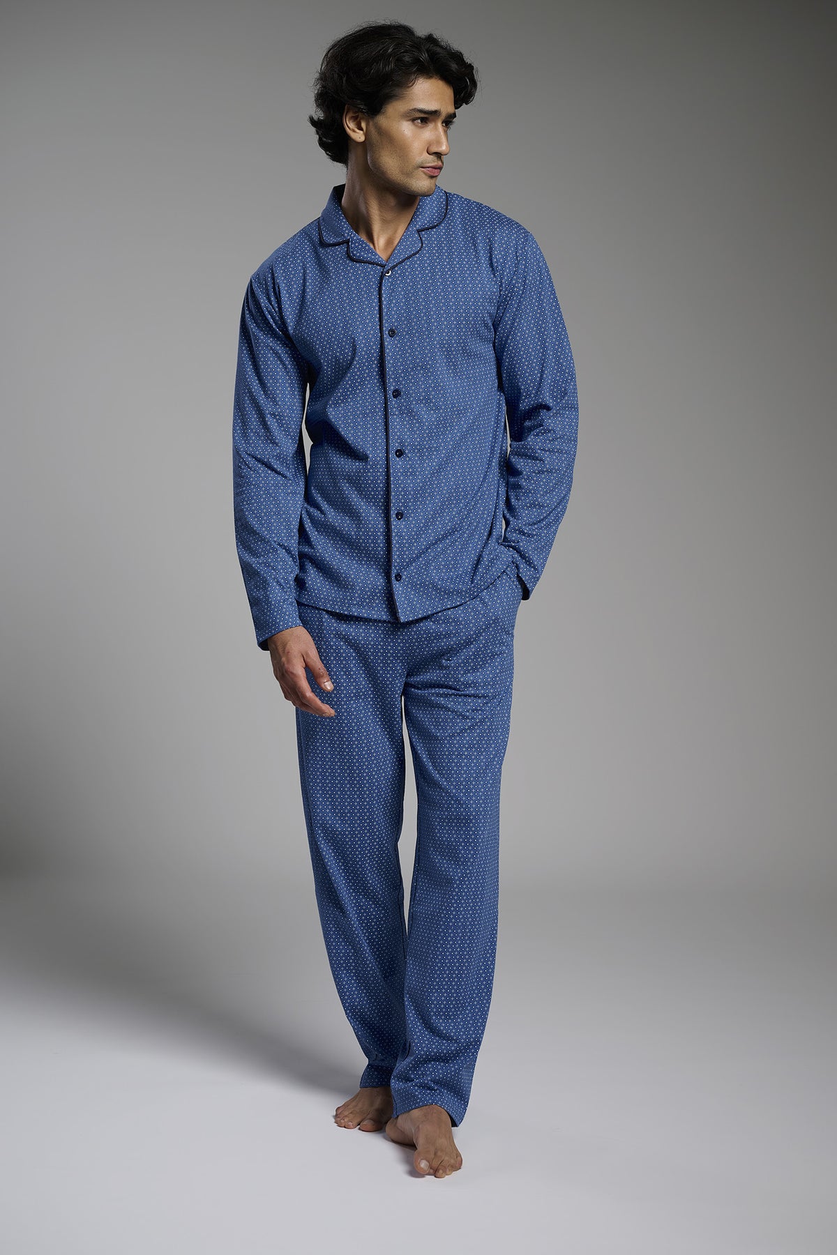 Pyjama chemise long homme coton imprimé