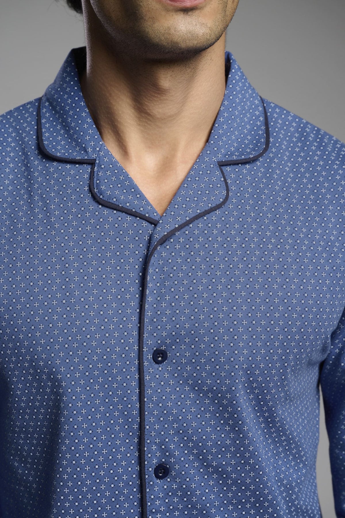 Pyjama chemise long homme coton imprimé