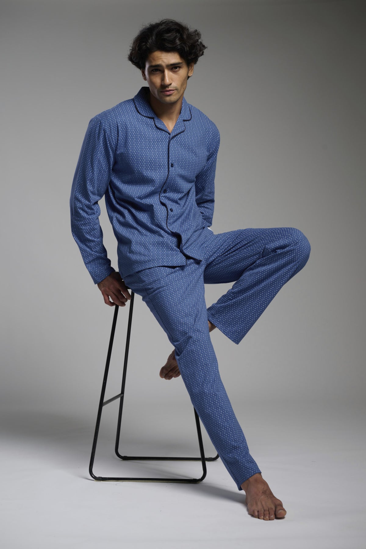 Pyjama chemise long homme coton imprimé