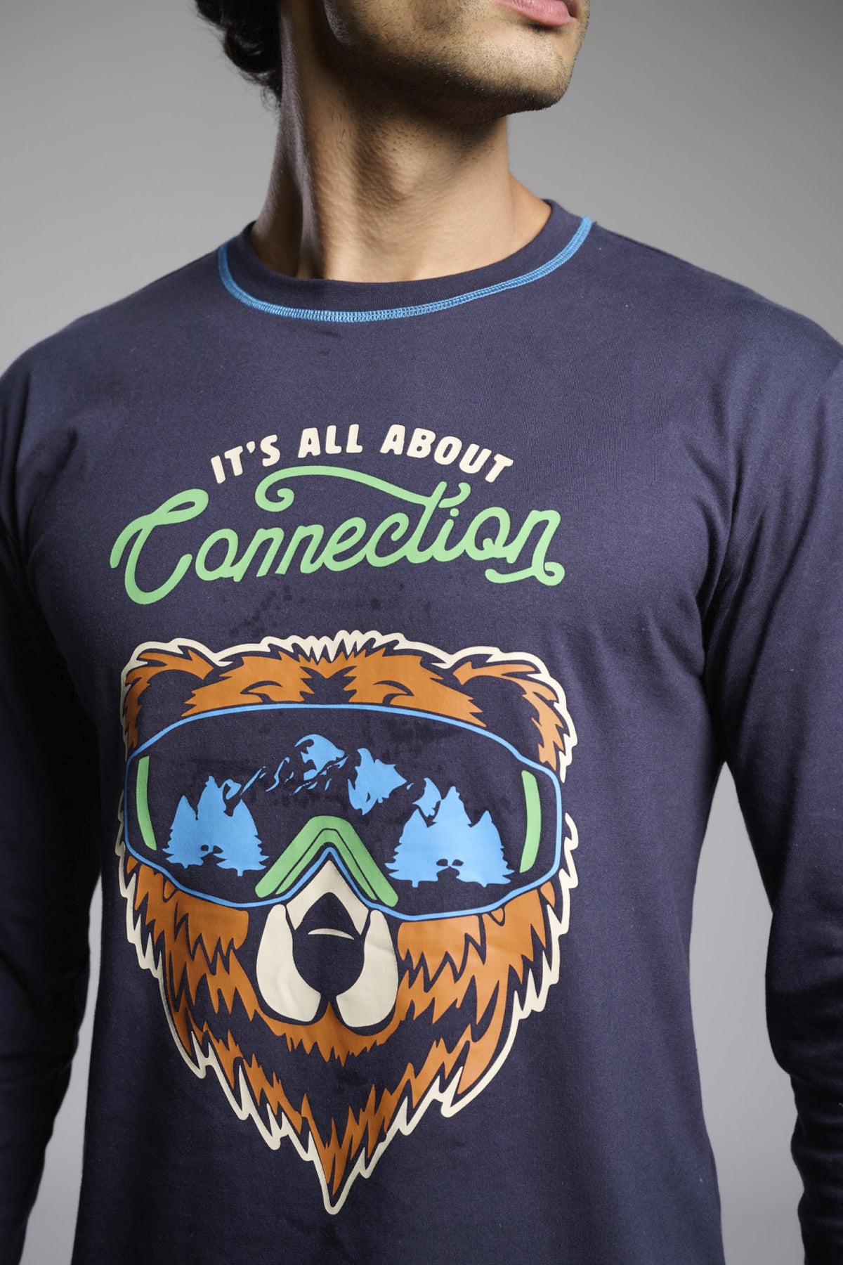 Pyjama long homme coton imprimé ours It's all about Connection
