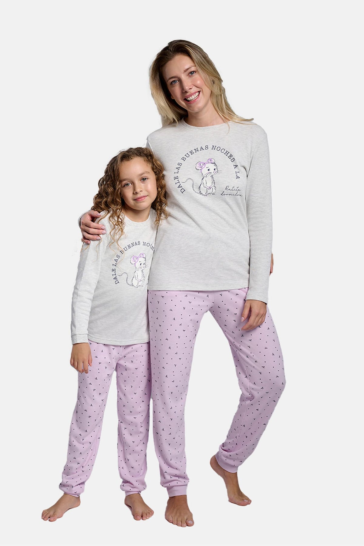 Pyjama long fille molletonné imprimé petite souris endormie