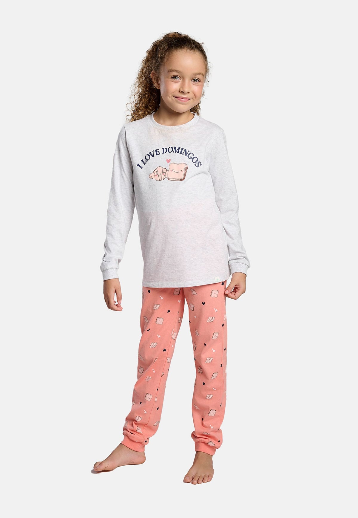 Pyjama long fille coton imprimé I Love Domingos