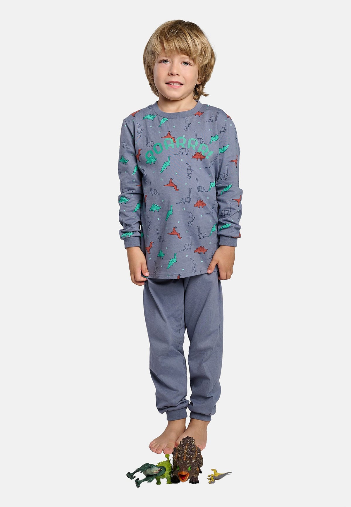 Pyjama long garçon coton Roar imprimé dinosaures