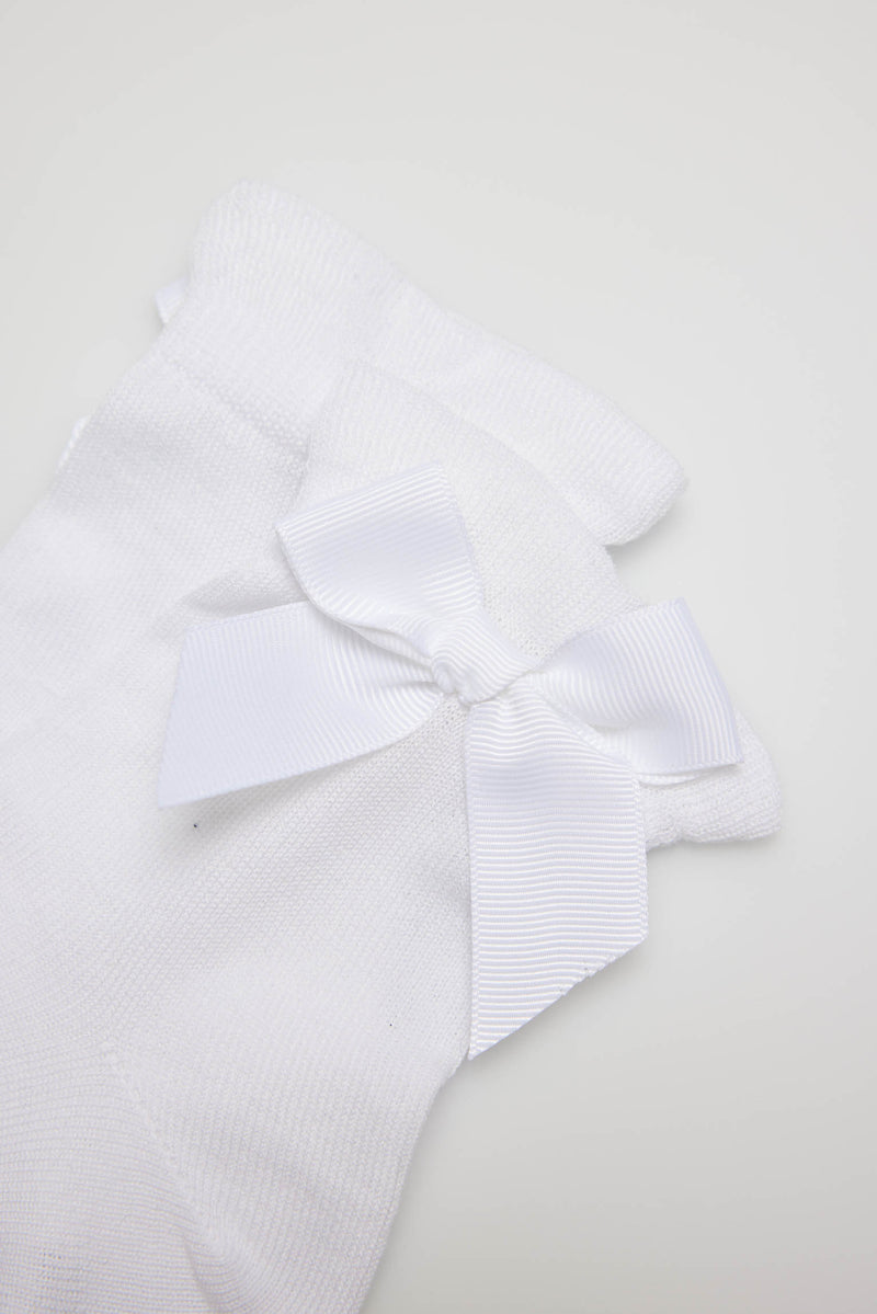 Chaussettes enfant cérémonie noeud blanc
