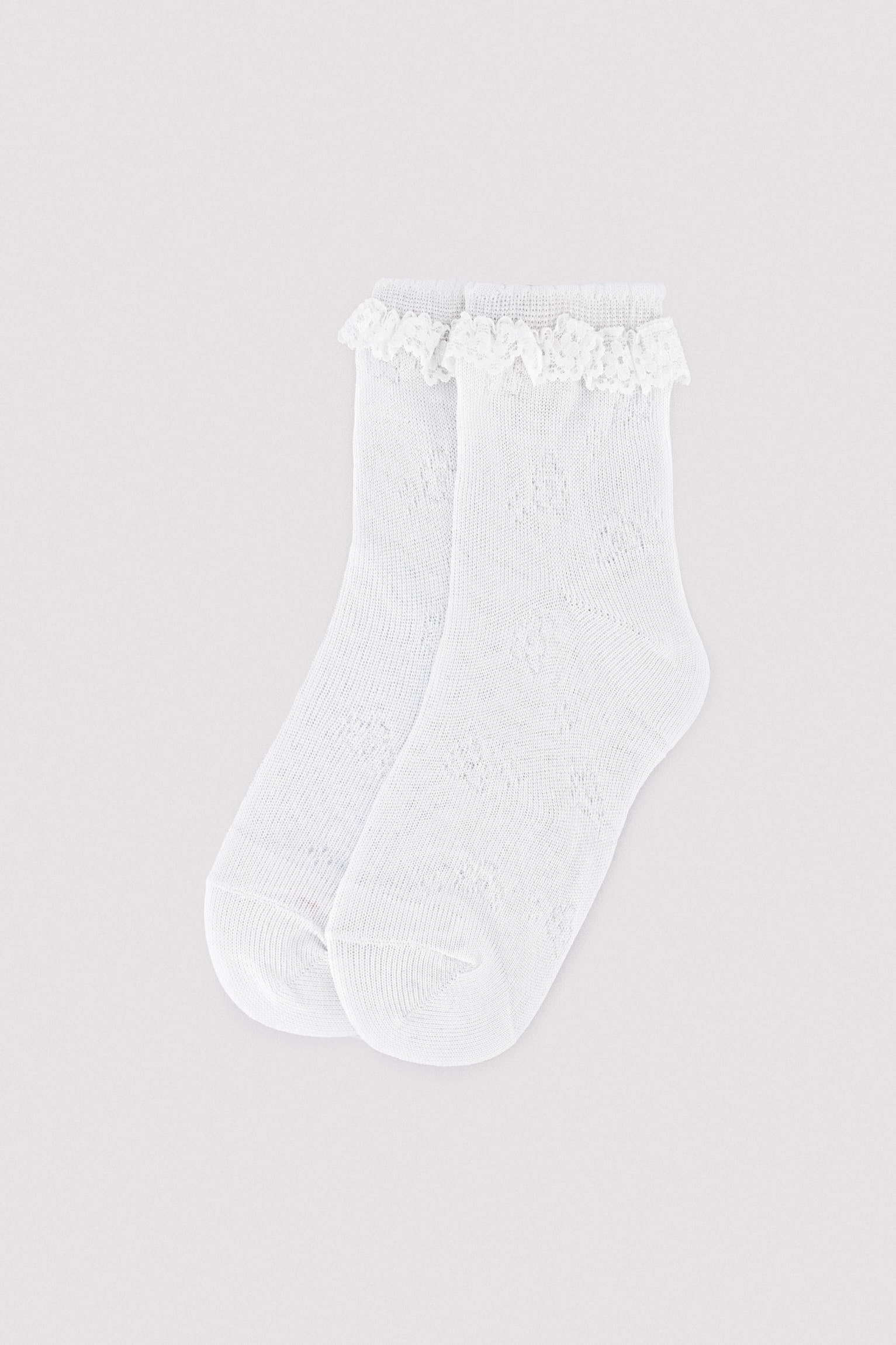 Chaussettes pour enfants avec détails en dentelle ajourée, blanches