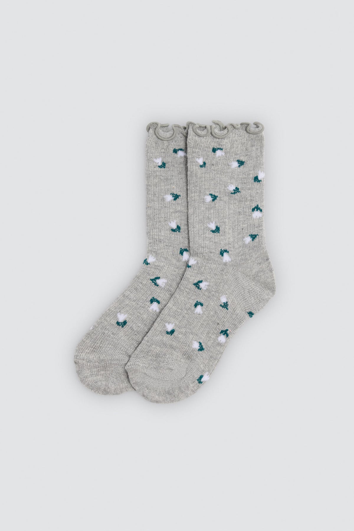 Lot de 4 chaussettes fille bord ondulé imprimé floral