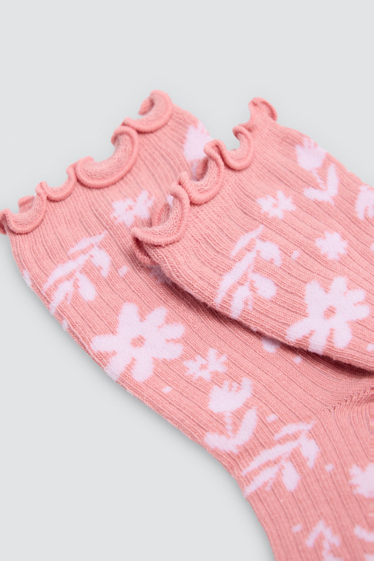 Lot de 4 chaussettes fille bord ondulé imprimé floral