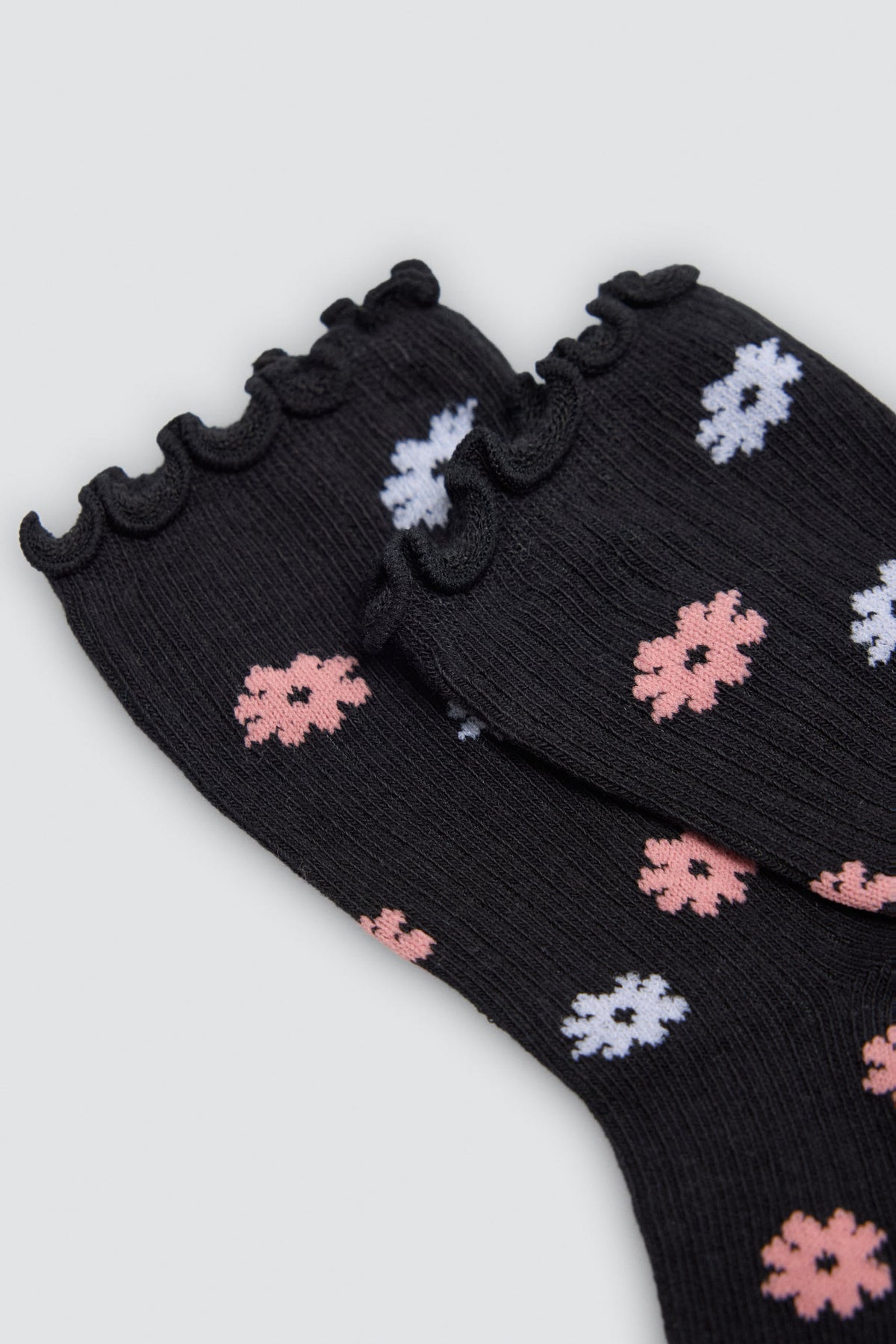 Lot de 4 chaussettes fille bord ondulé imprimé floral