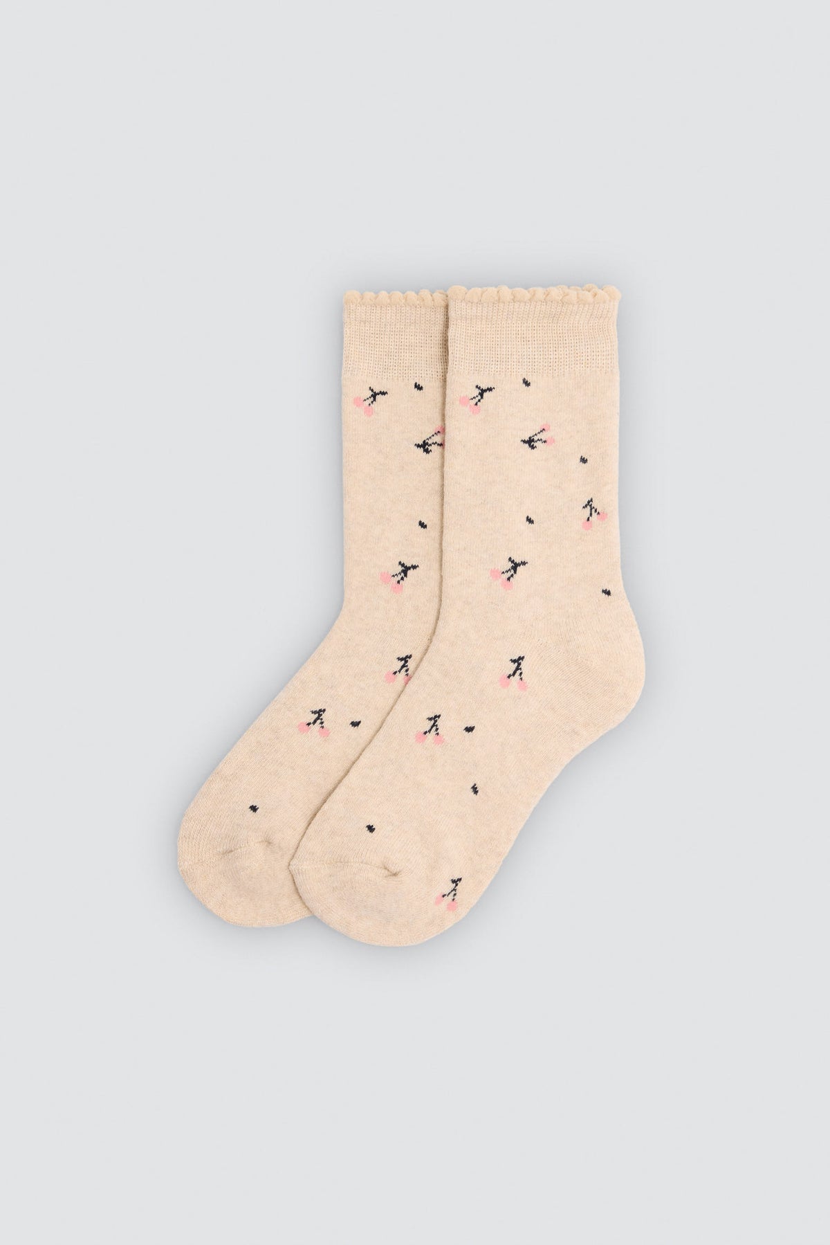 Lot de 3 chaussettes thermiques fille imprimé cerises et cœurs