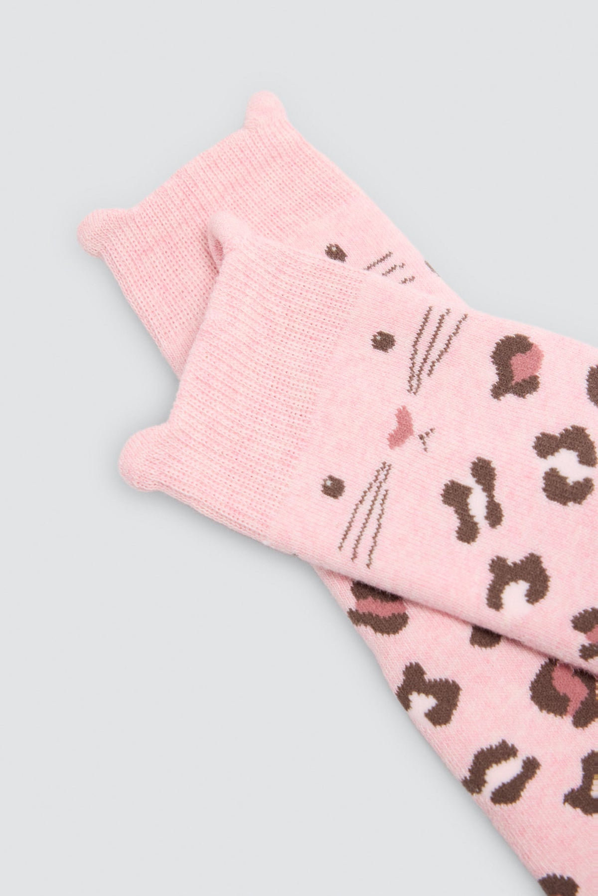 Lot de 3 chaussettes thermiques fille détail oreilles de chat imprimé léopard