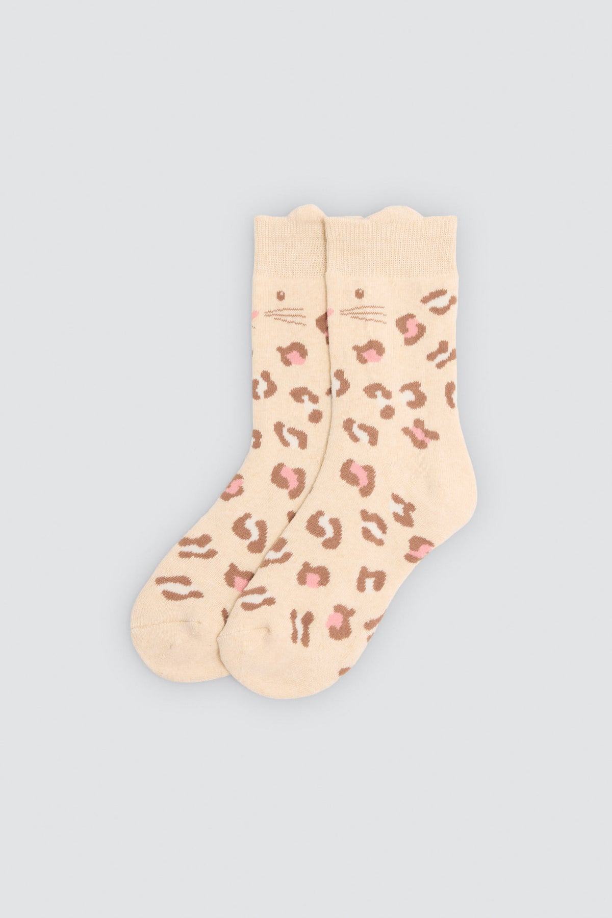 Lot de 3 chaussettes thermiques fille détail oreilles de chat imprimé léopard