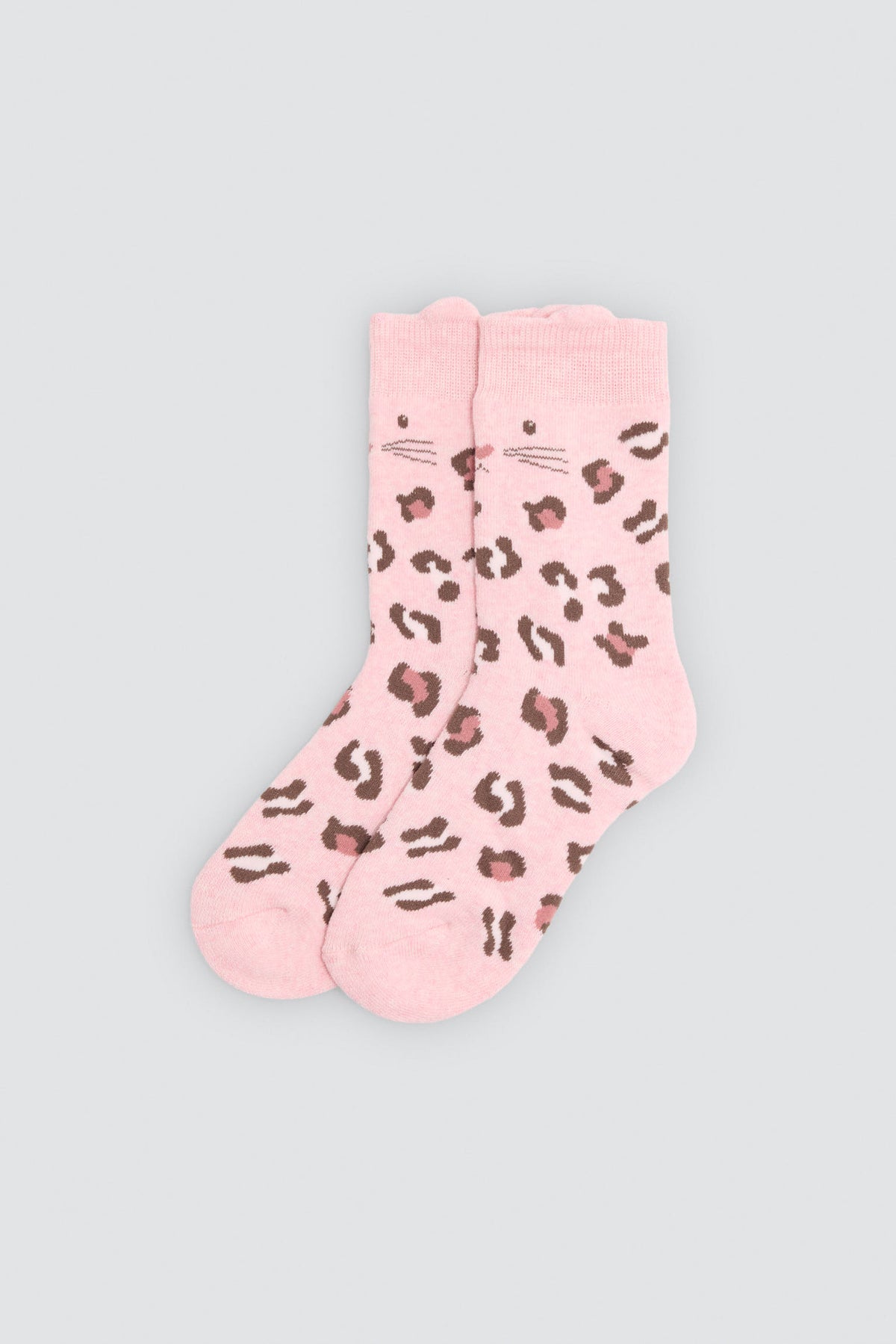 Lot de 3 chaussettes thermiques fille détail oreilles de chat imprimé léopard