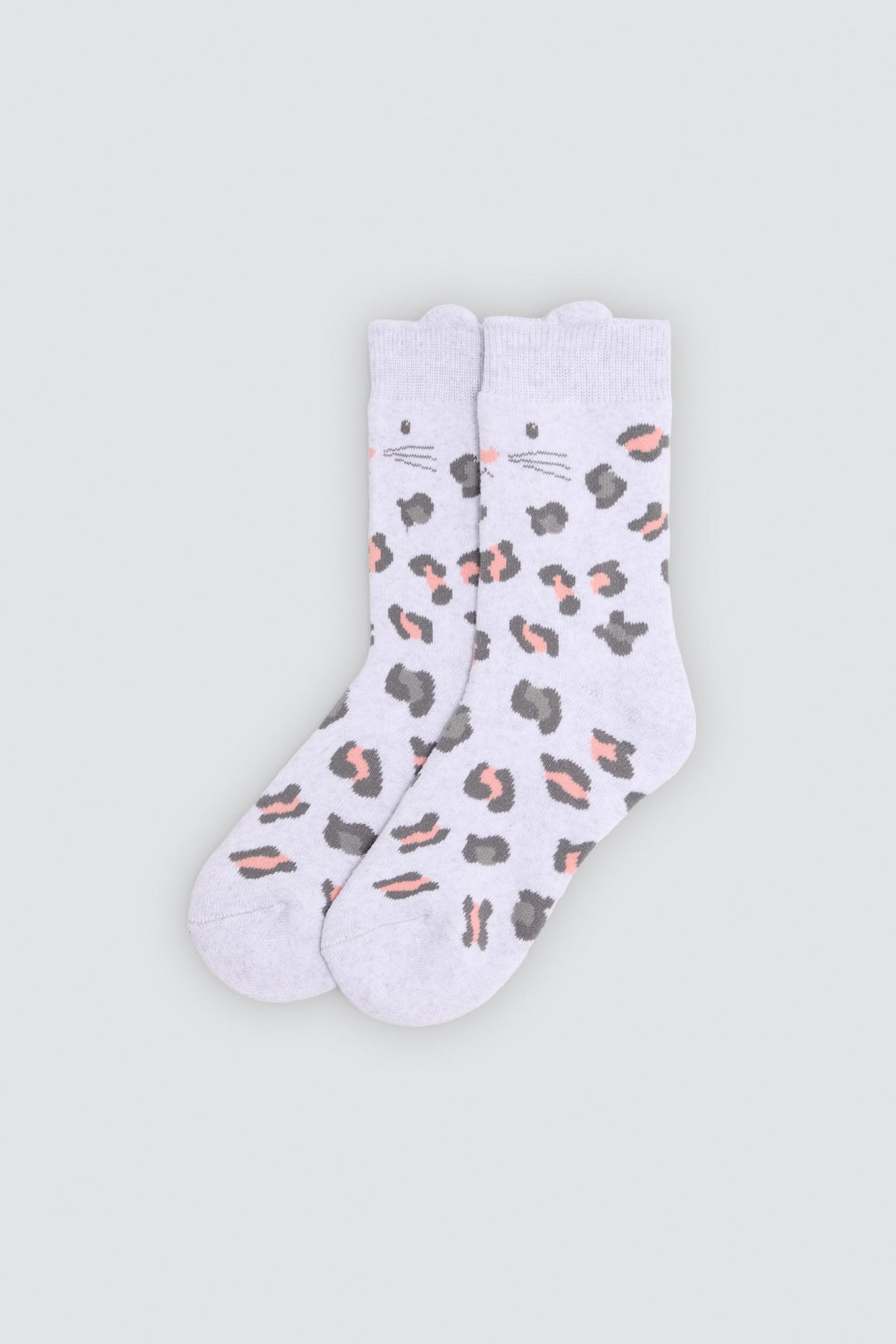 Lot de 3 chaussettes thermiques fille détail oreilles de chat imprimé léopard