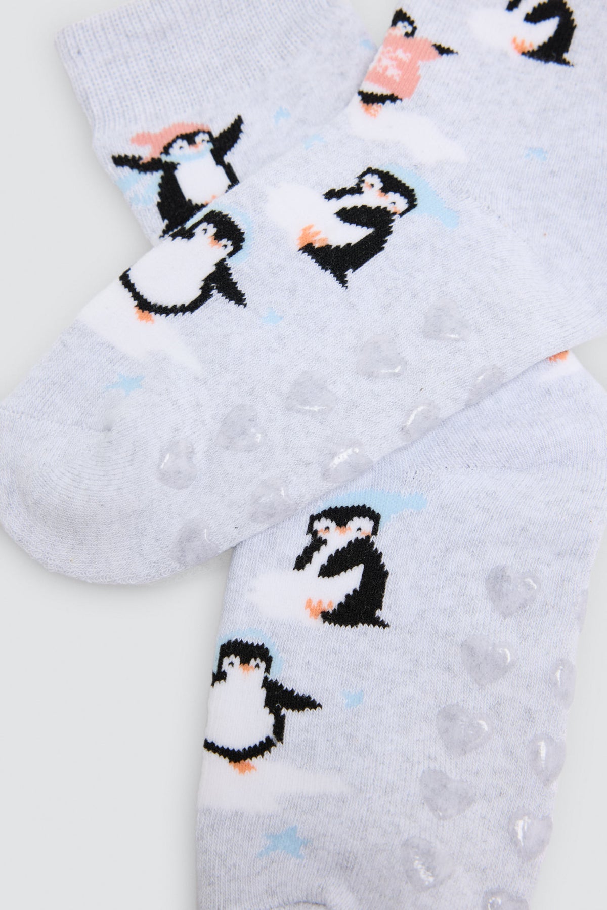 Lot de 3 chaussettes thermiques antidérapantes fille imprimé ours et pingouins