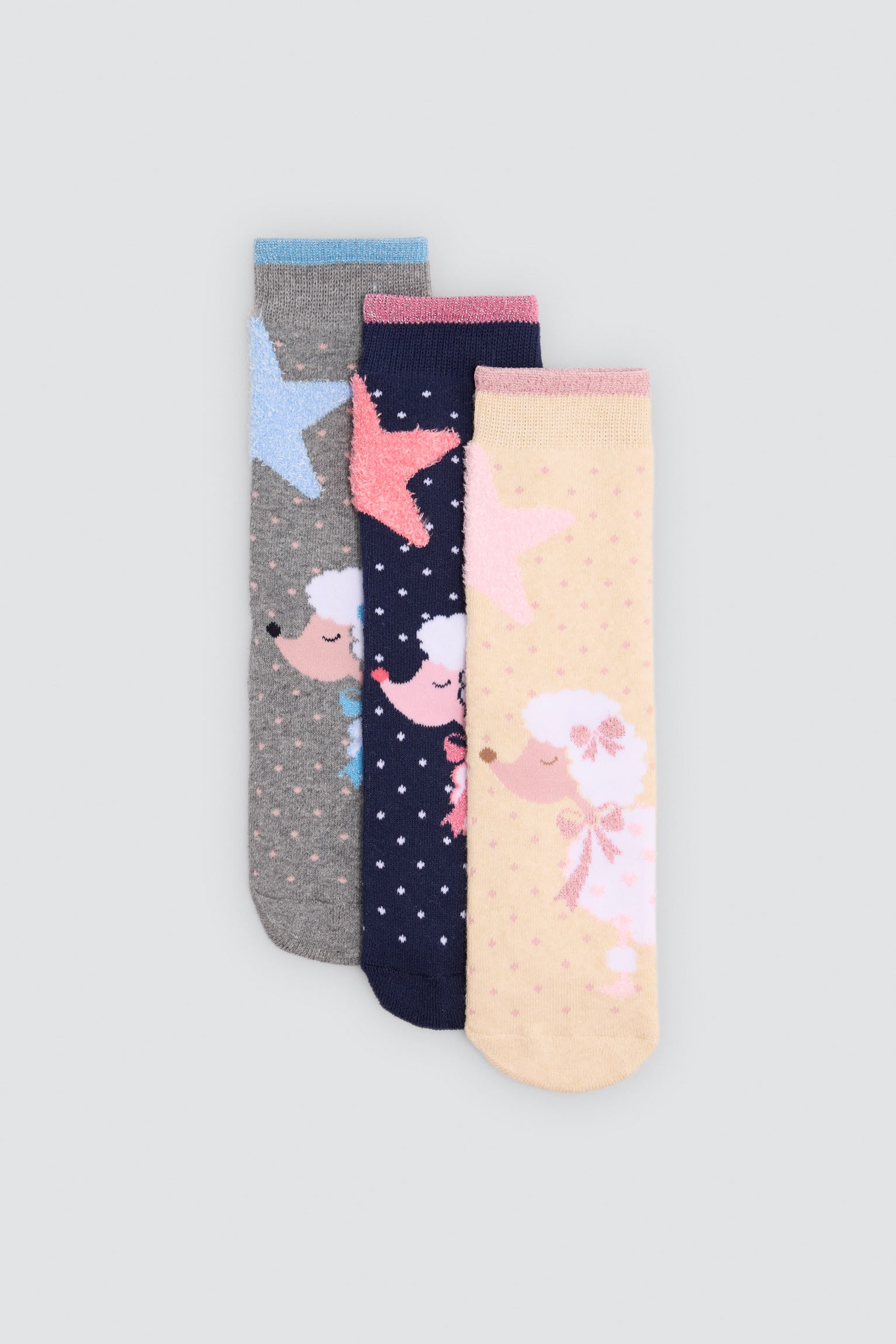 Lot de 3 chaussettes thermiques antidérapantes fille imprimé caniches