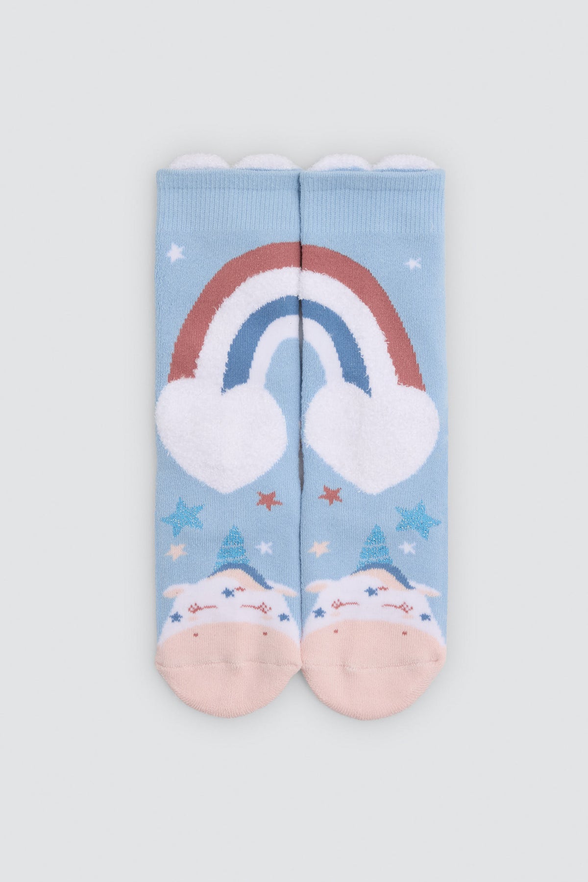 Lot de 3 chaussettes thermiques antidérapantes fille imprimé licornes et arcs-en-ciel