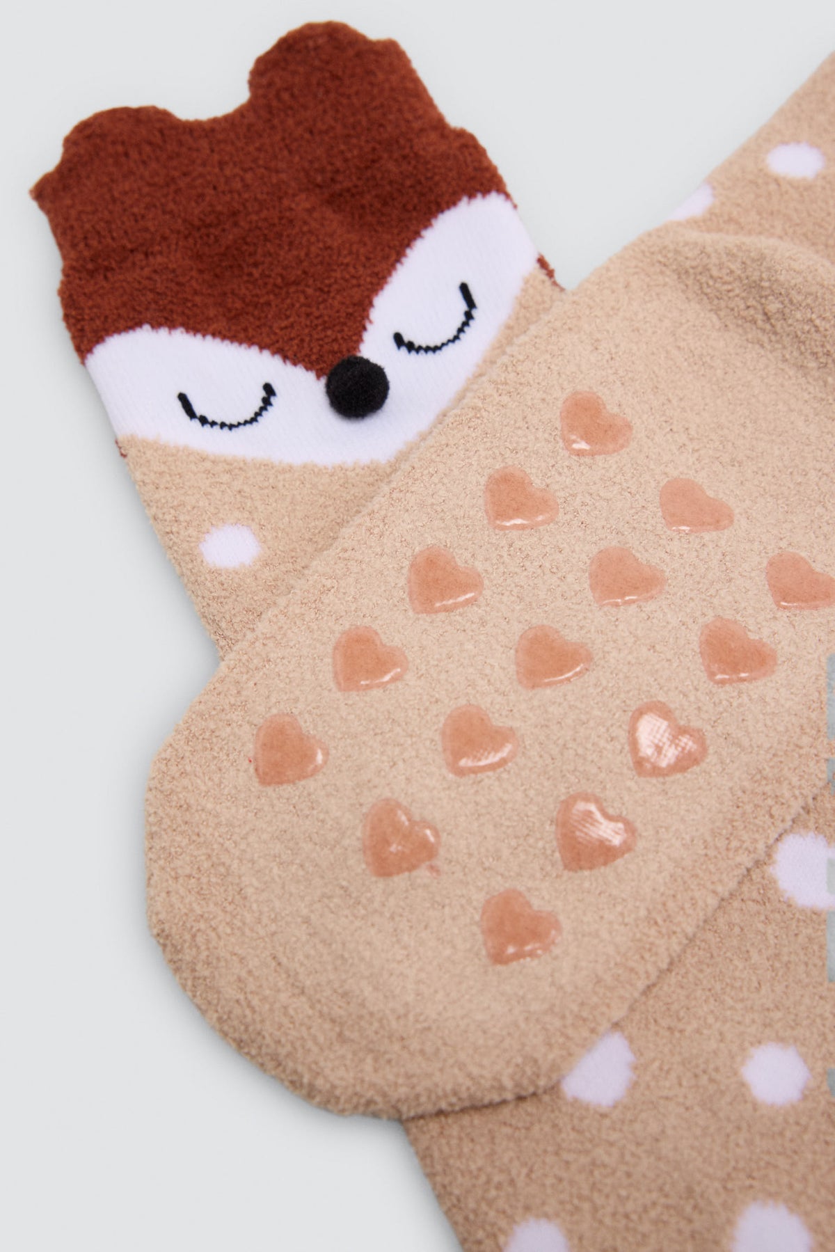 Lot de 3 chaussettes thermiques antidérapantes fille détails 3D visages animaux