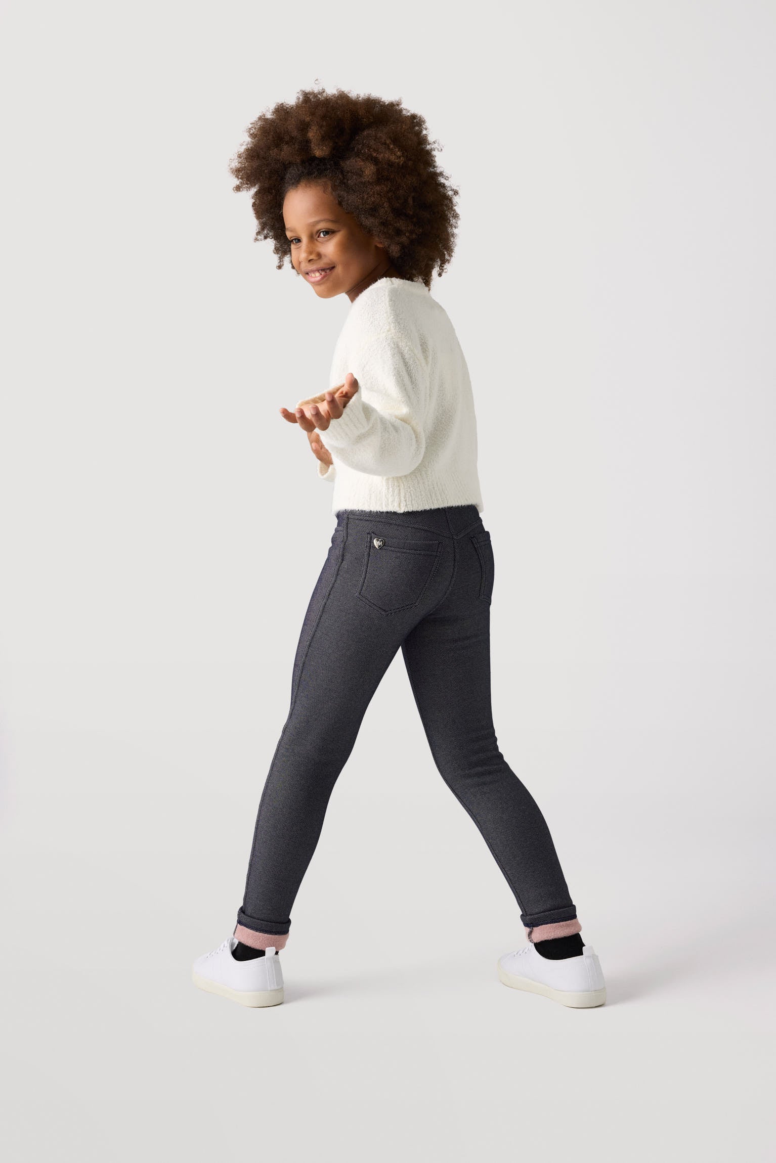 Legging thermique fille poches arrière marine